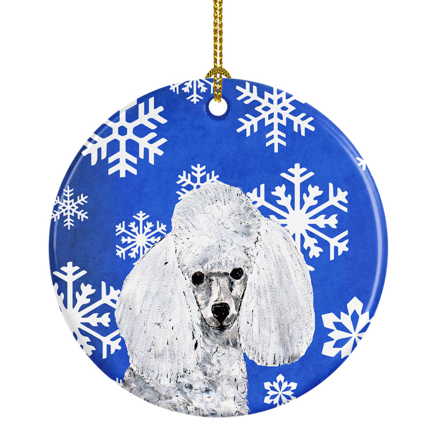White Toy Poodle Winter Snowflakes Ceramic Ornament SC9773CO1