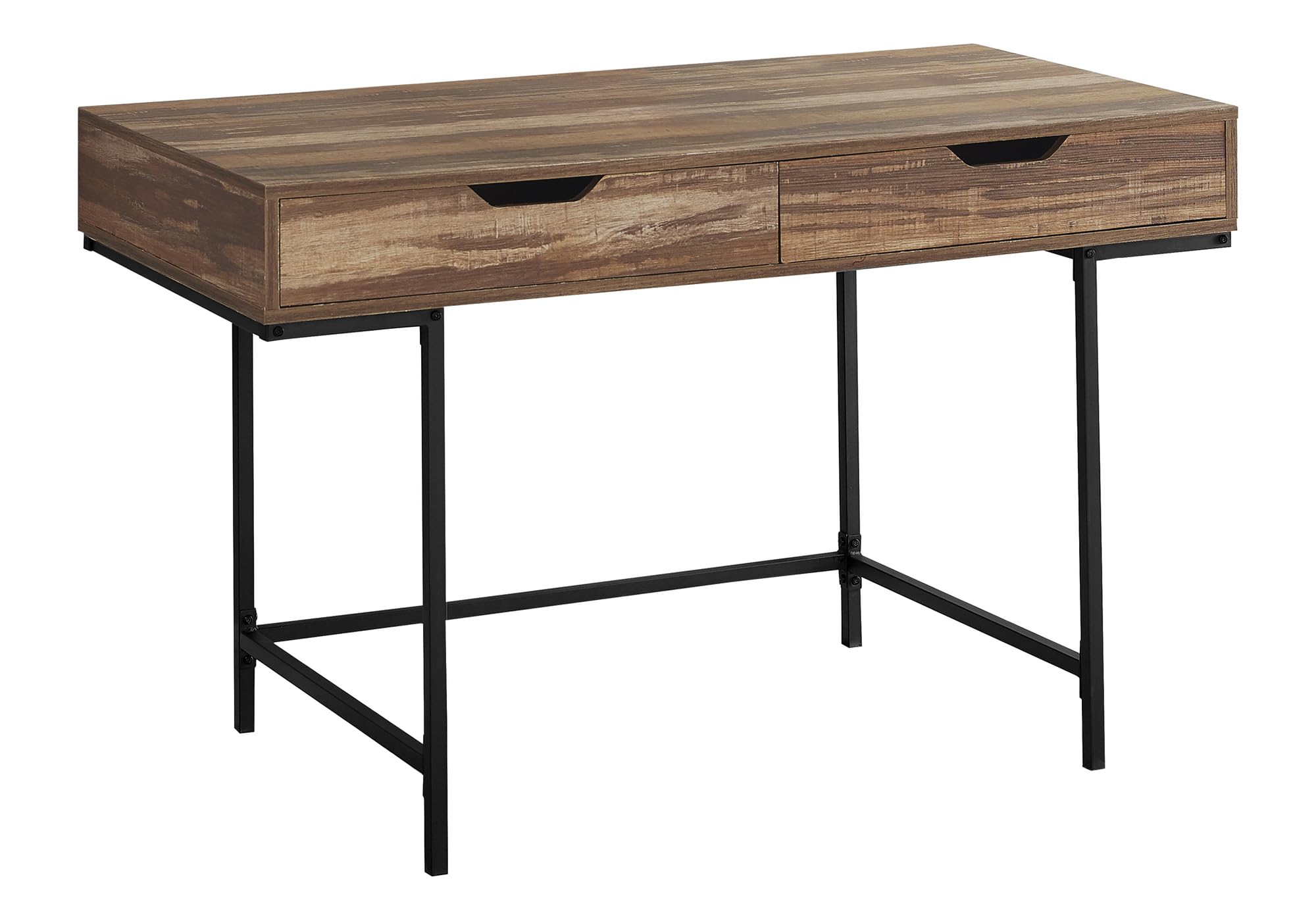 Monarch Specialties I 7557 Computer Desk, Home Office, Laptop, Storage Drawers, 48' L, Work, Metal, Laminate, Brown, Black, Contemporary, Modern