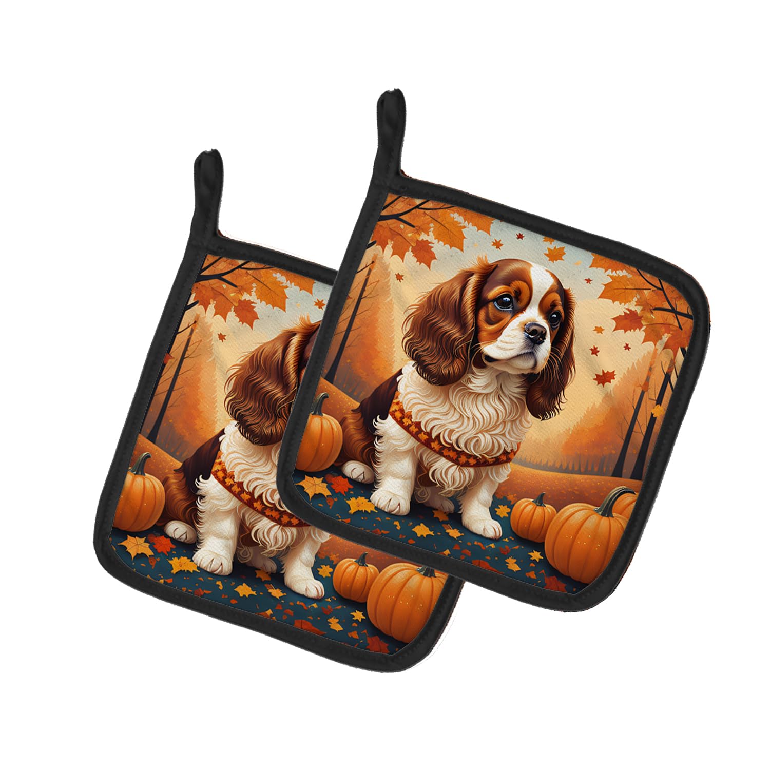Cavalier Spaniel Fall Pair of Pot Holders