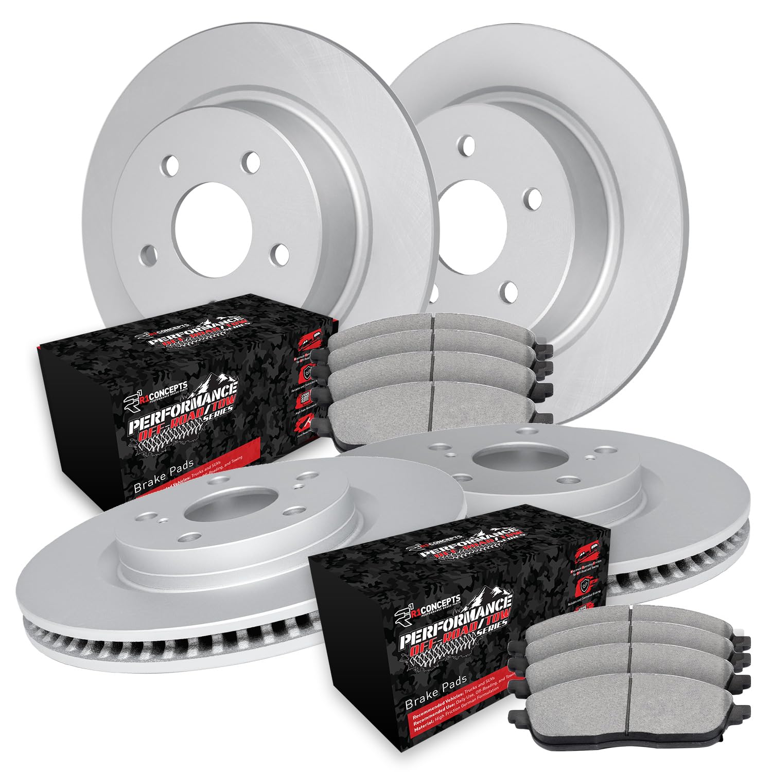 R1 Concepts Carbon Coated Disc Brake Rotor Set with Off-Road/Tow Brake Pads WDVN2-42007