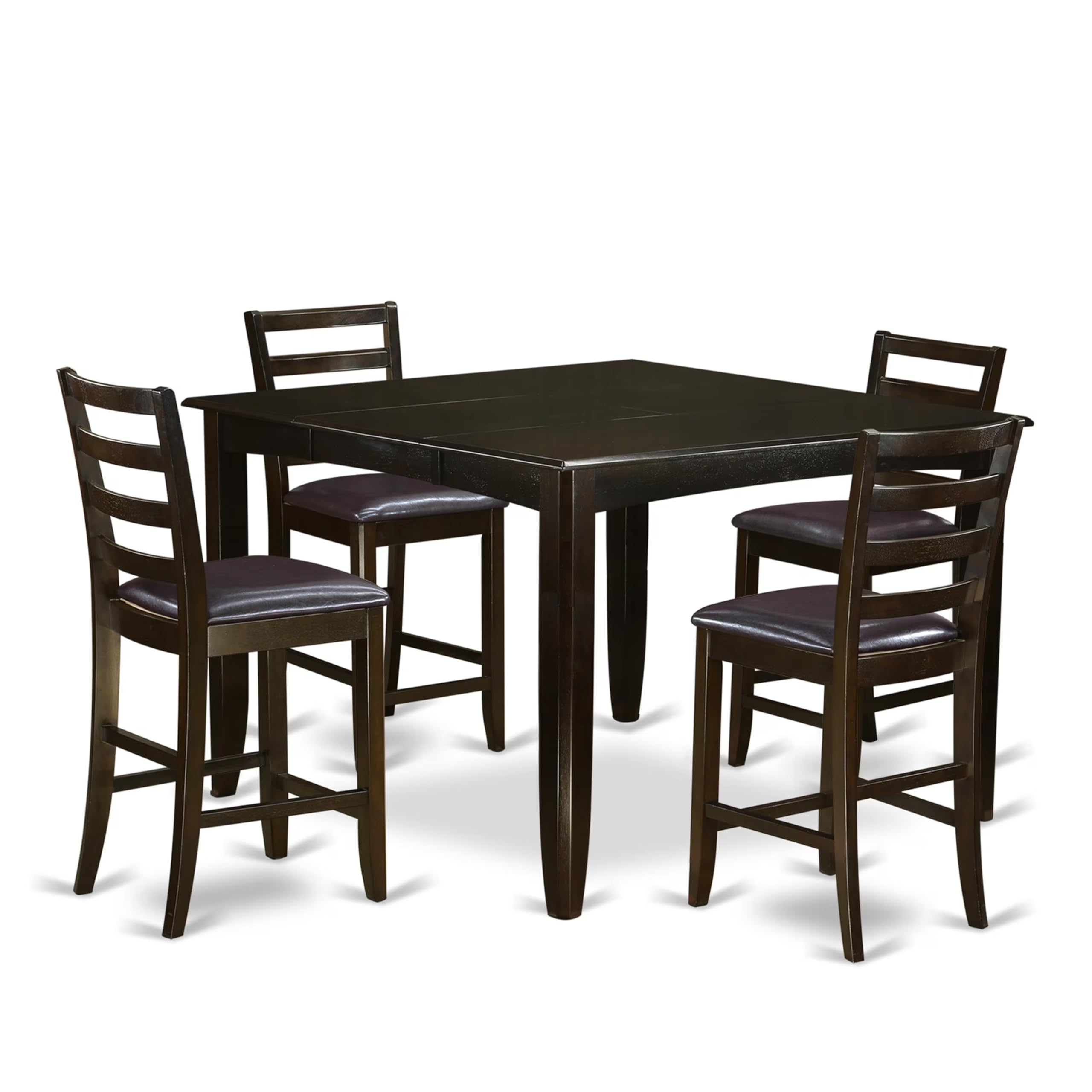 FAIR5-CAP-LC 5 PC Counter height Table set- Table and 4 Leather Stools