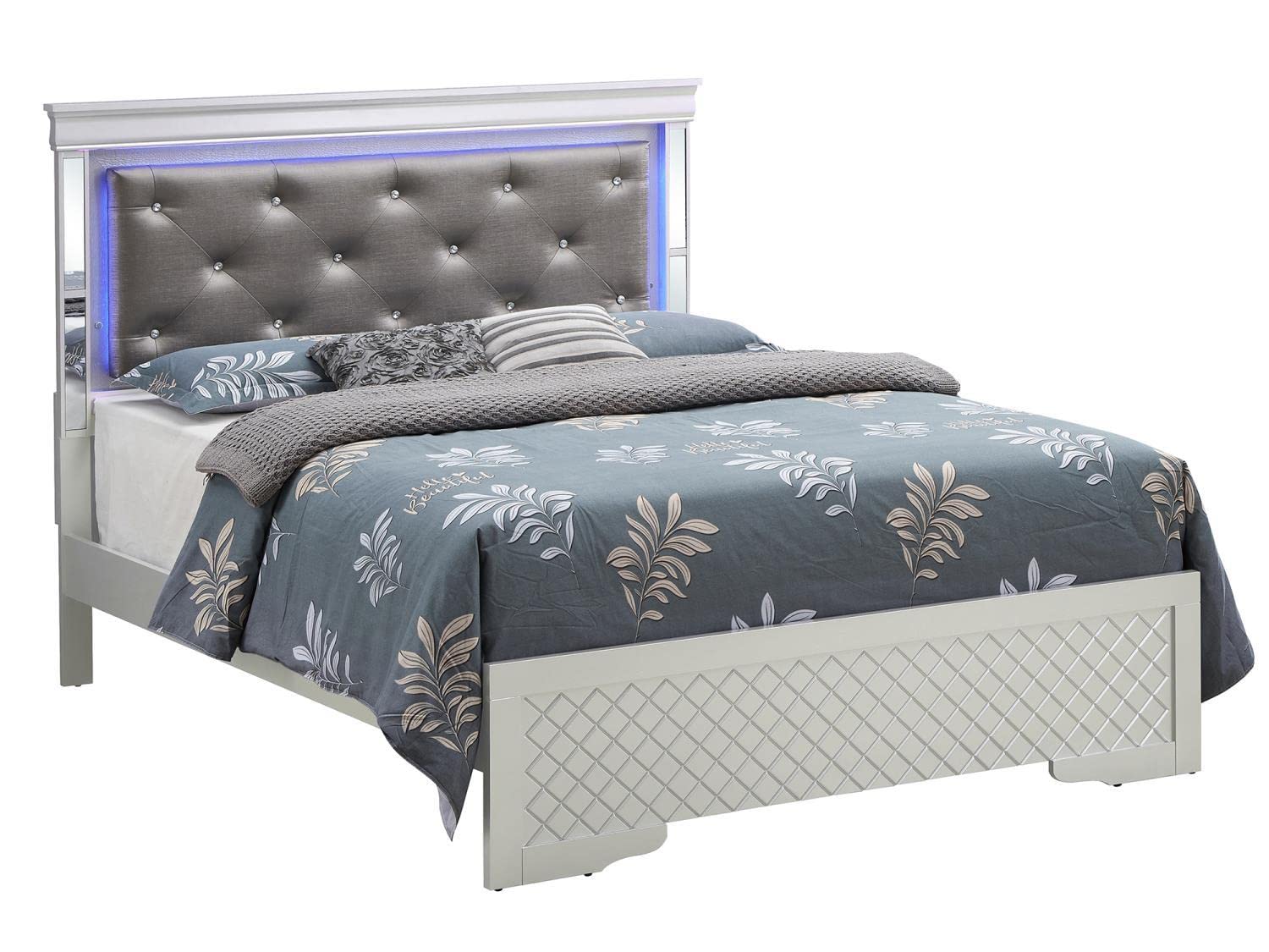 Verona Silver Champagne and Black Queen Panel Beds