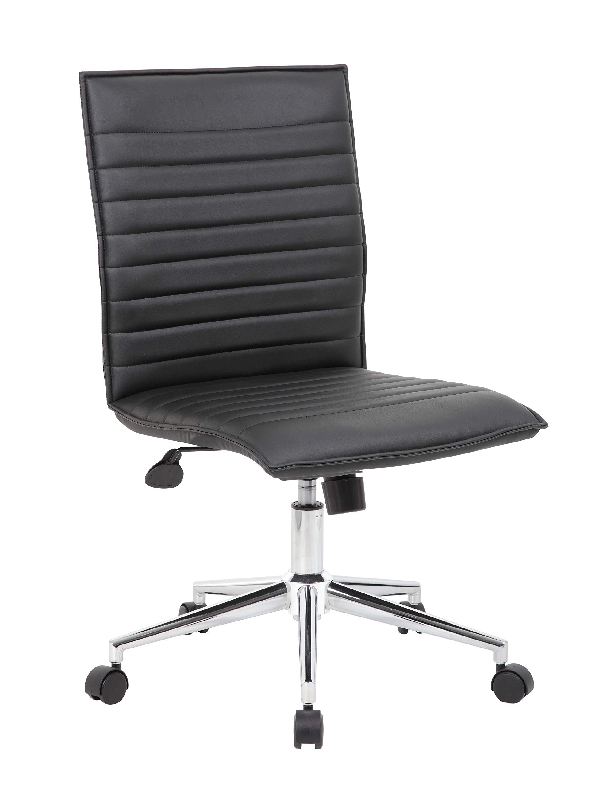 Boss Black Vinyl Armless Hospitality Chair
