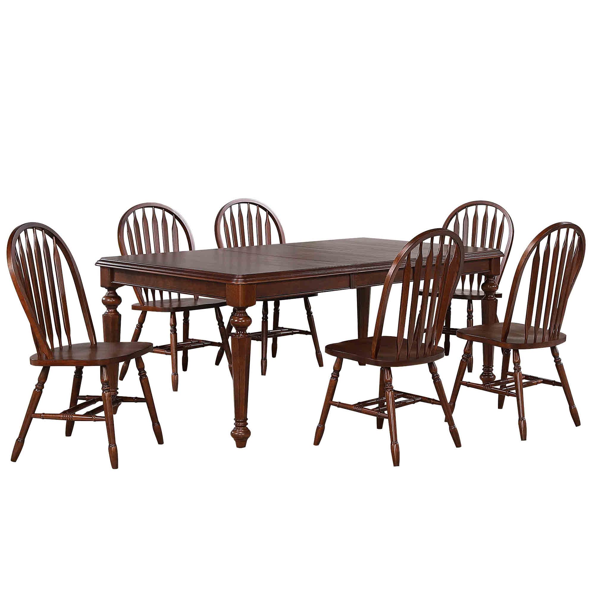 Sunset Trading Andrews 7 Piece 76 Rectangular Extendable Butterfly Dining Table Set | Chestnut Brown Wood | Seats 8”