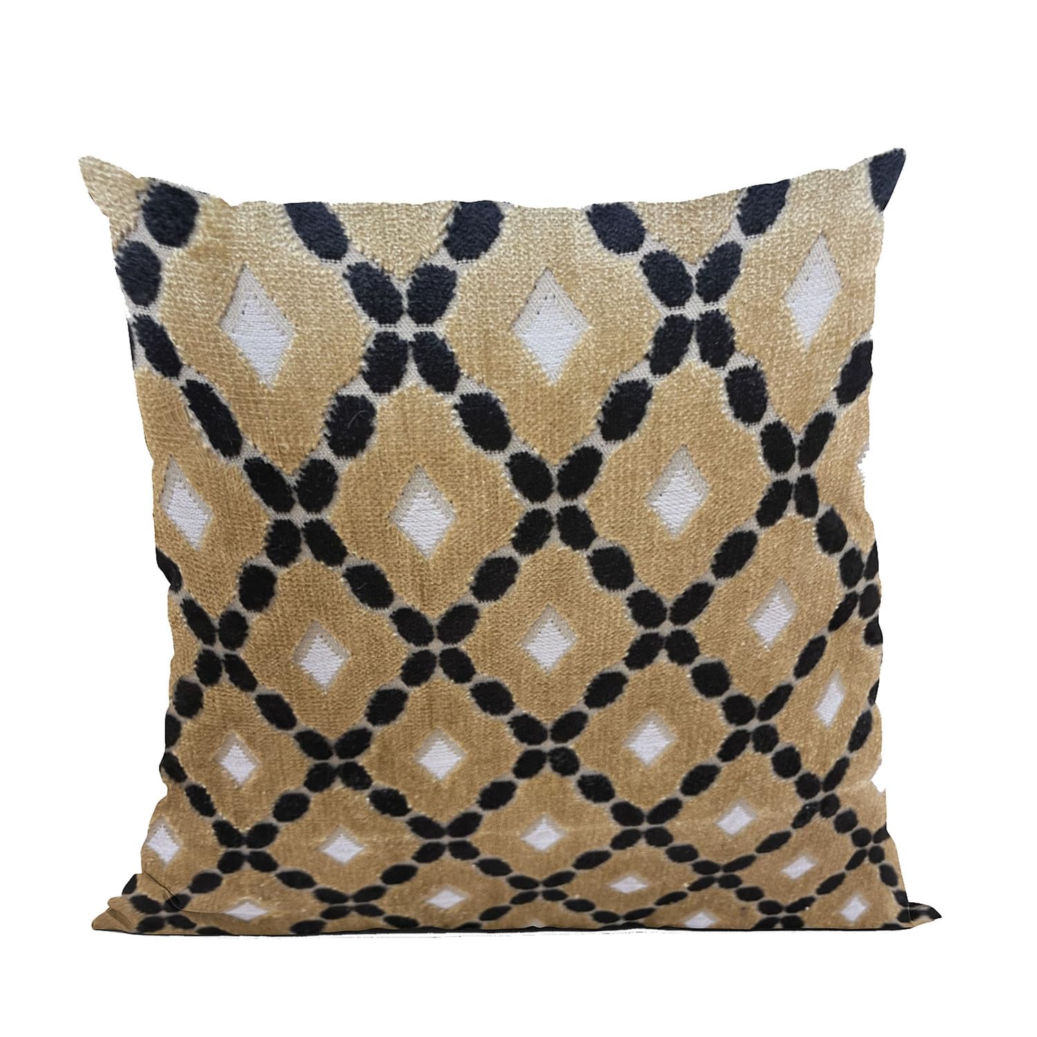 Plutus Velvet Majestic Gold, Black, Cream Handmade Luxury Pillow - Double sided  12 x 20”