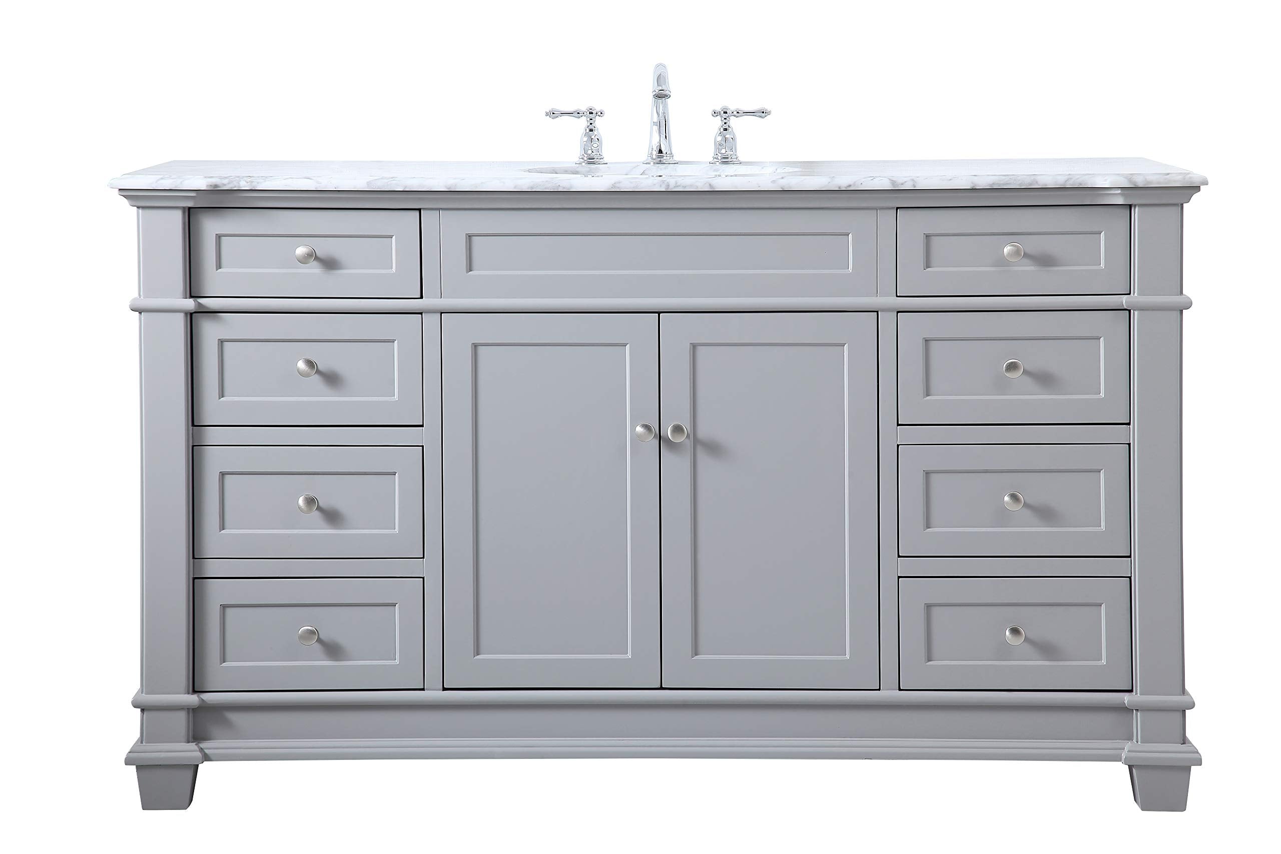 Elegant Decor Wesley 60' Solid Wood Mdf Steel Single Bathroom Vanity Set In Gray
