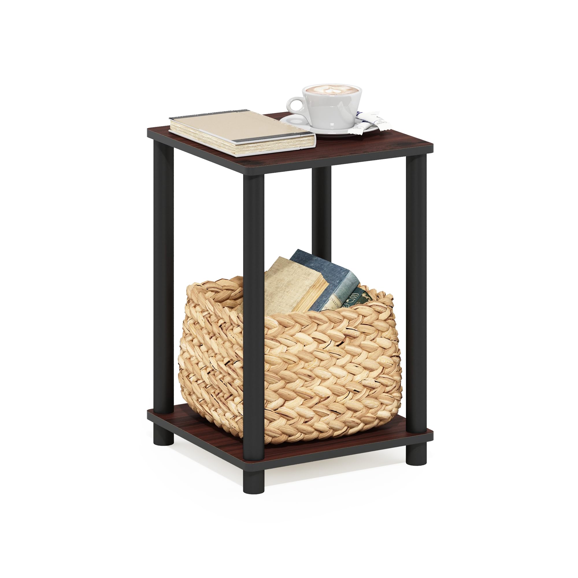 Furinno 99800R-DC/BK Turn-N-Tube End Table, Dark Cherry/Black