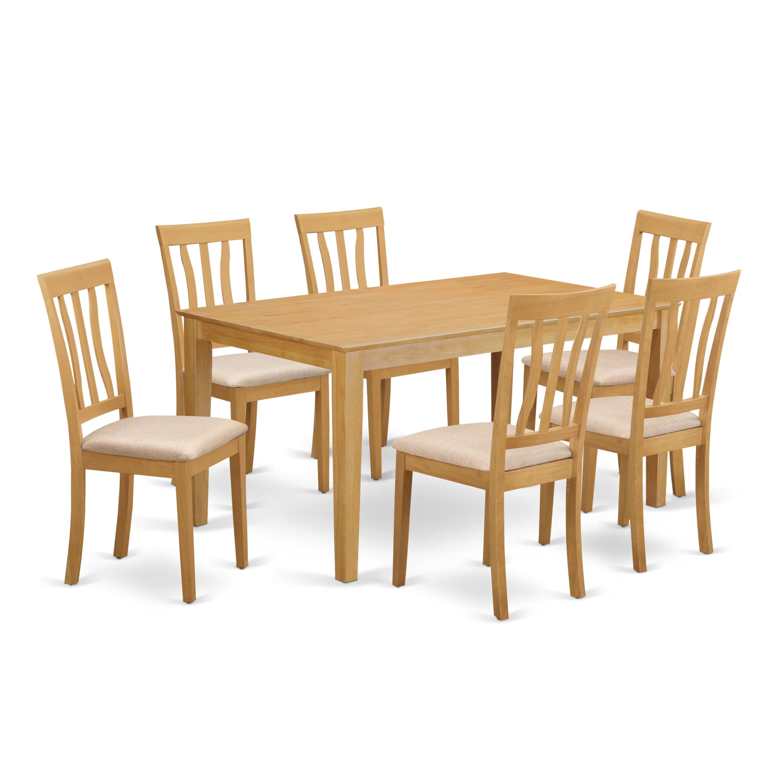CAAN7-OAK-C 7 PC Dining room set - Small Kitchen Table and 6 Kitchen Dining Chairs