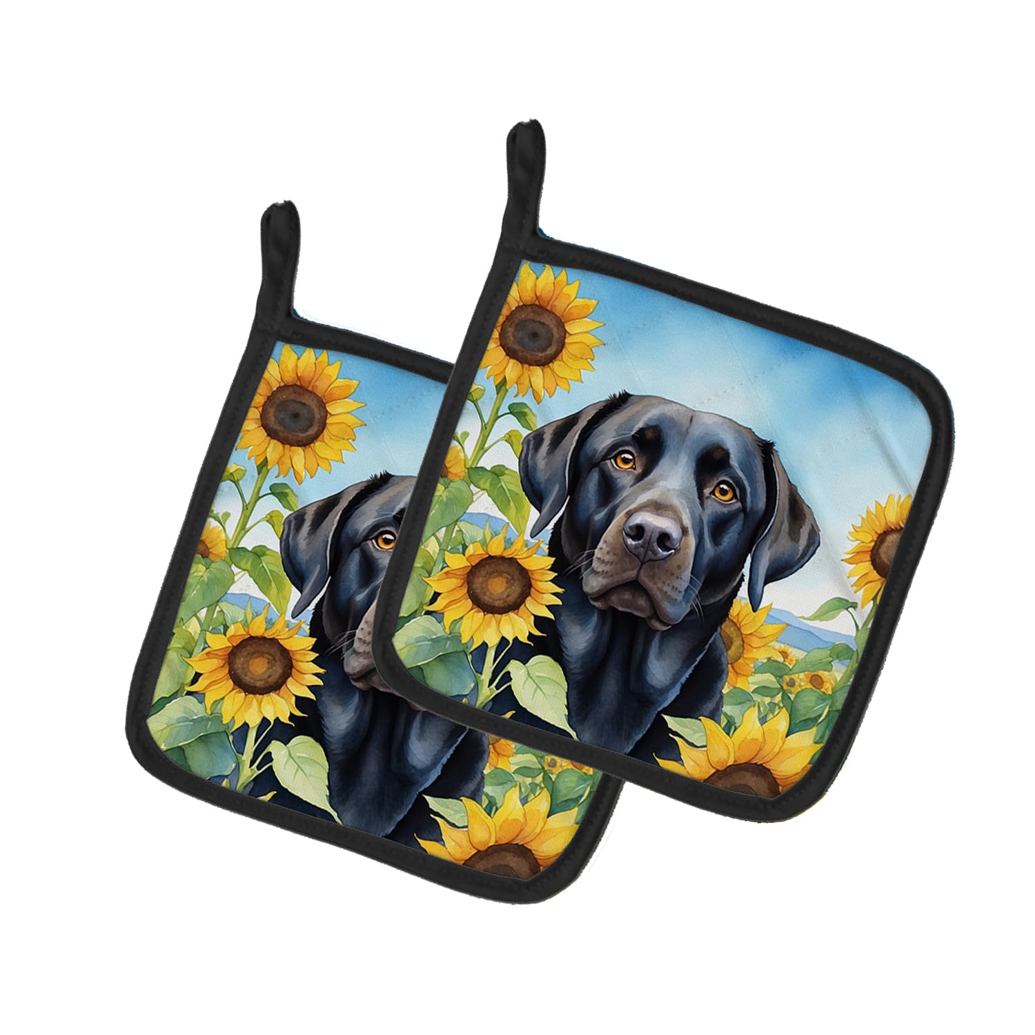 Labrador Retriever in Sunflowers Pair of Pot Holders