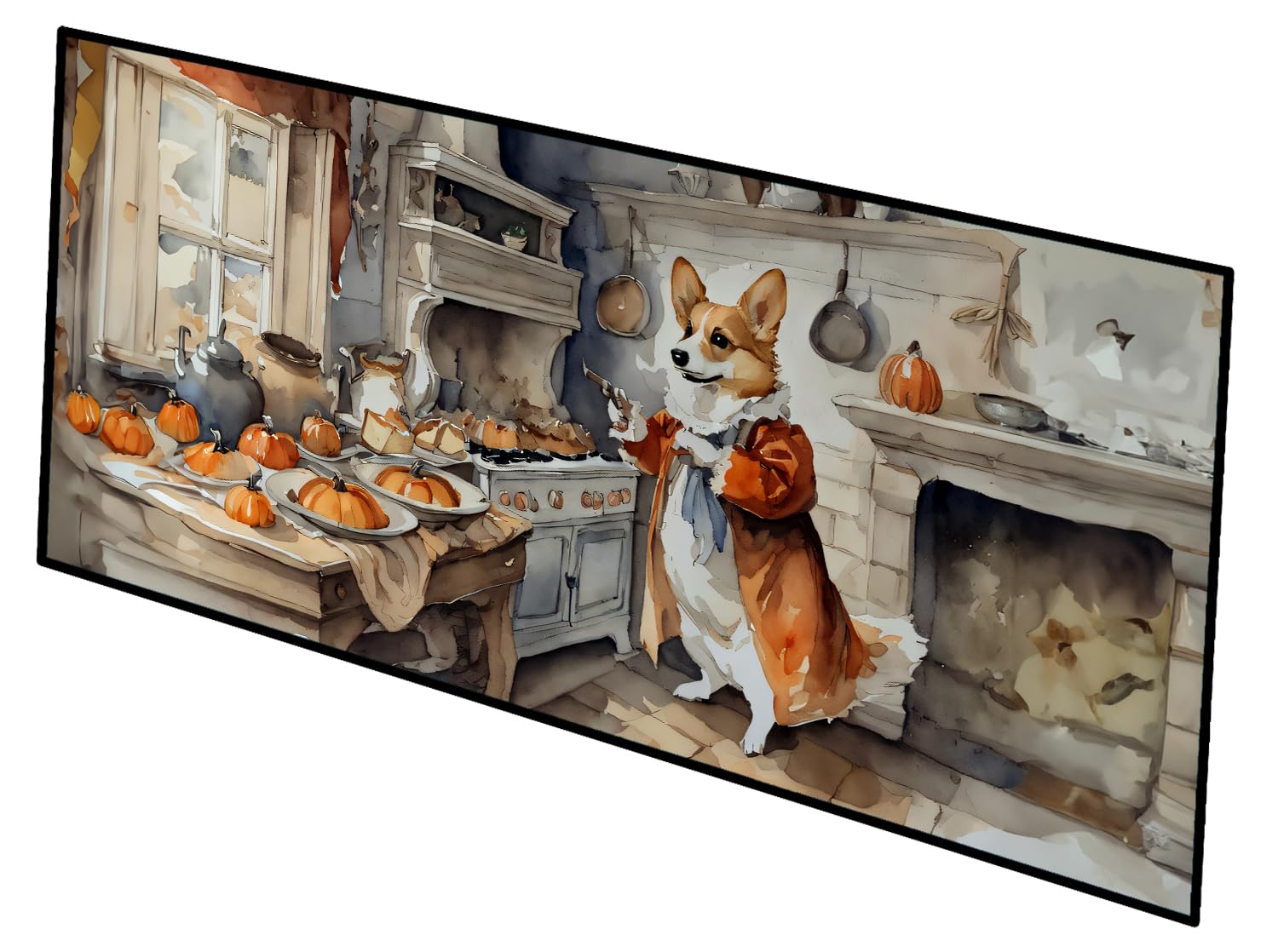 Carolines Treasures Corgi Fall Kitchen Pumpkins Runner Mat 28x58 Front Door Mat Indoor Outdoor Rugs for Entryway Hallway Foyer Non Slip Washable Wide Doormat