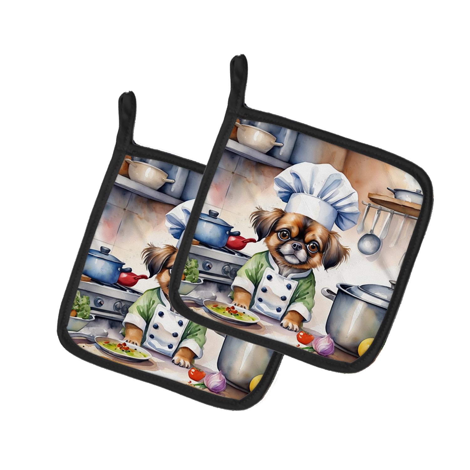 Tibetan Spaniel The Chef Pair of Pot Holders