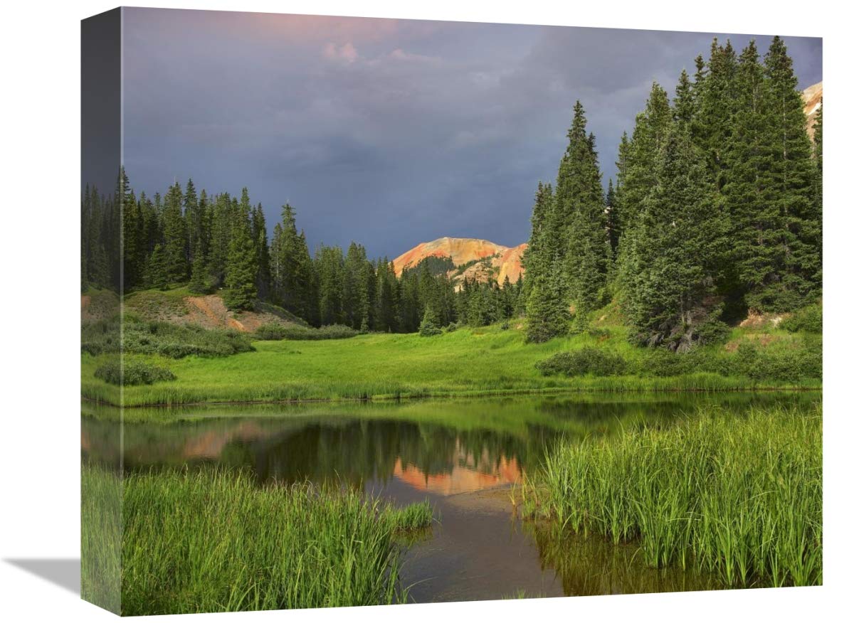 Red Mountain reflected in pond, San Juan Mountains, Colorado-Canvas Art-16x13.28”