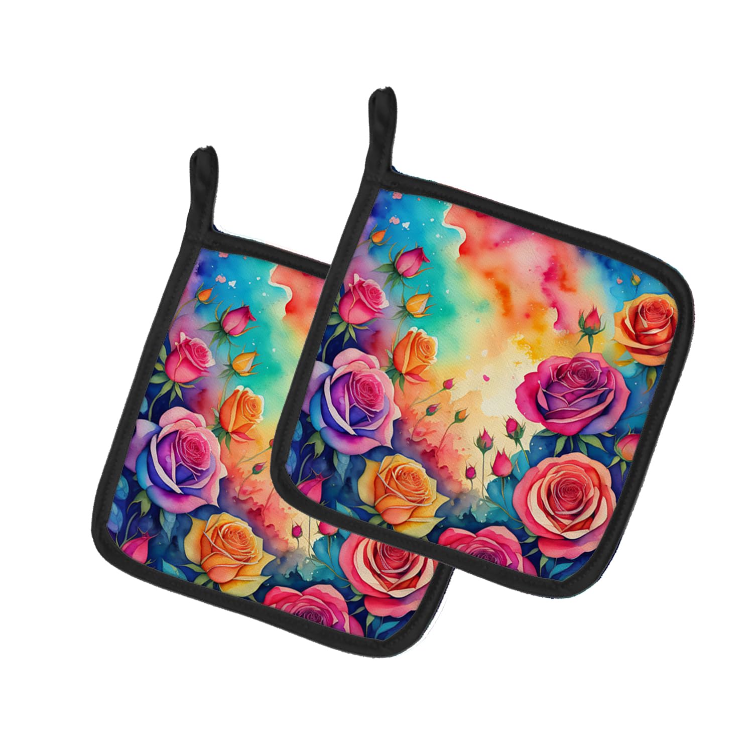 Colorful Roses Pair of Pot Holders
