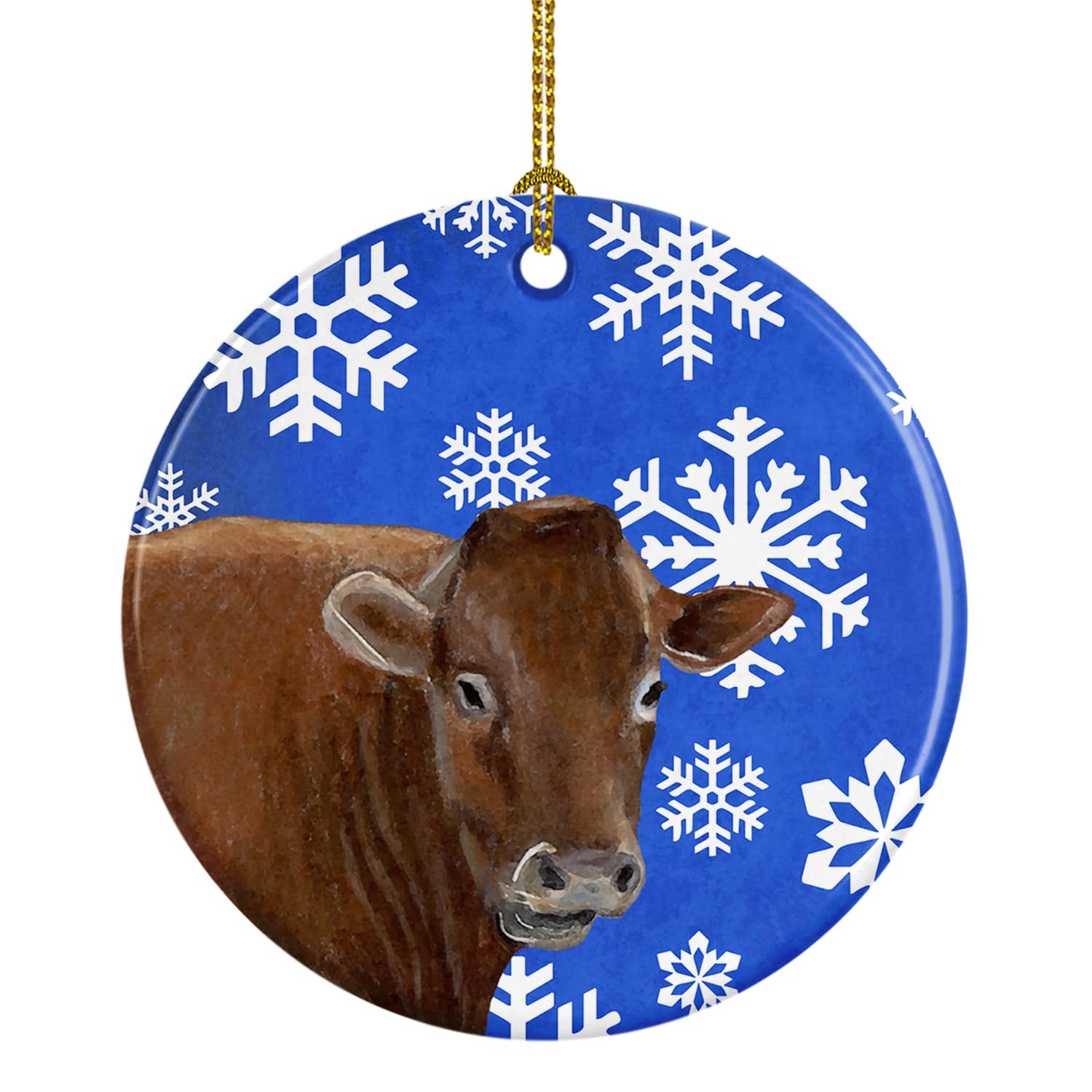 Cow Winter Snowflakes Holiday Ceramic Ornament SB3148CO1