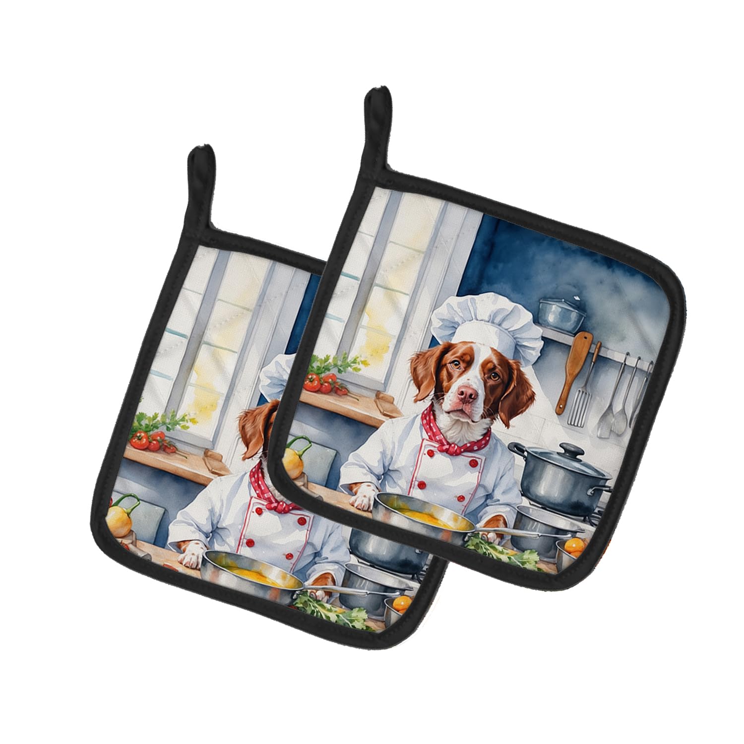 Brittany Spaniel The Chef Pair of Pot Holders