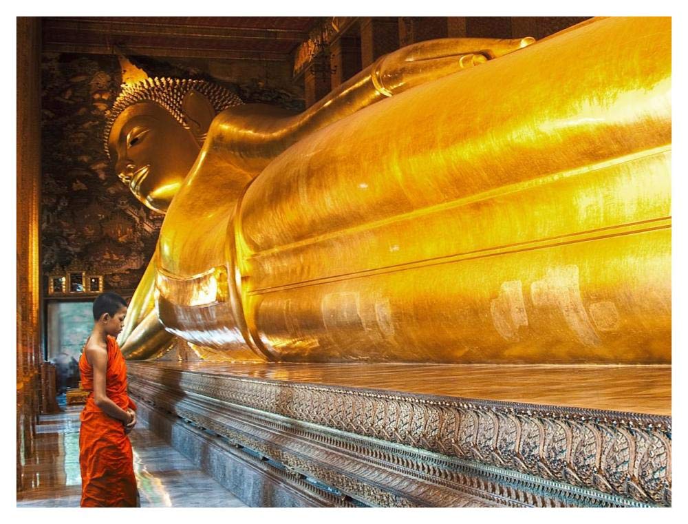Praying the reclined Buddha, Wat Pho, Bangkok, Thailand-Paper Art-42x32”