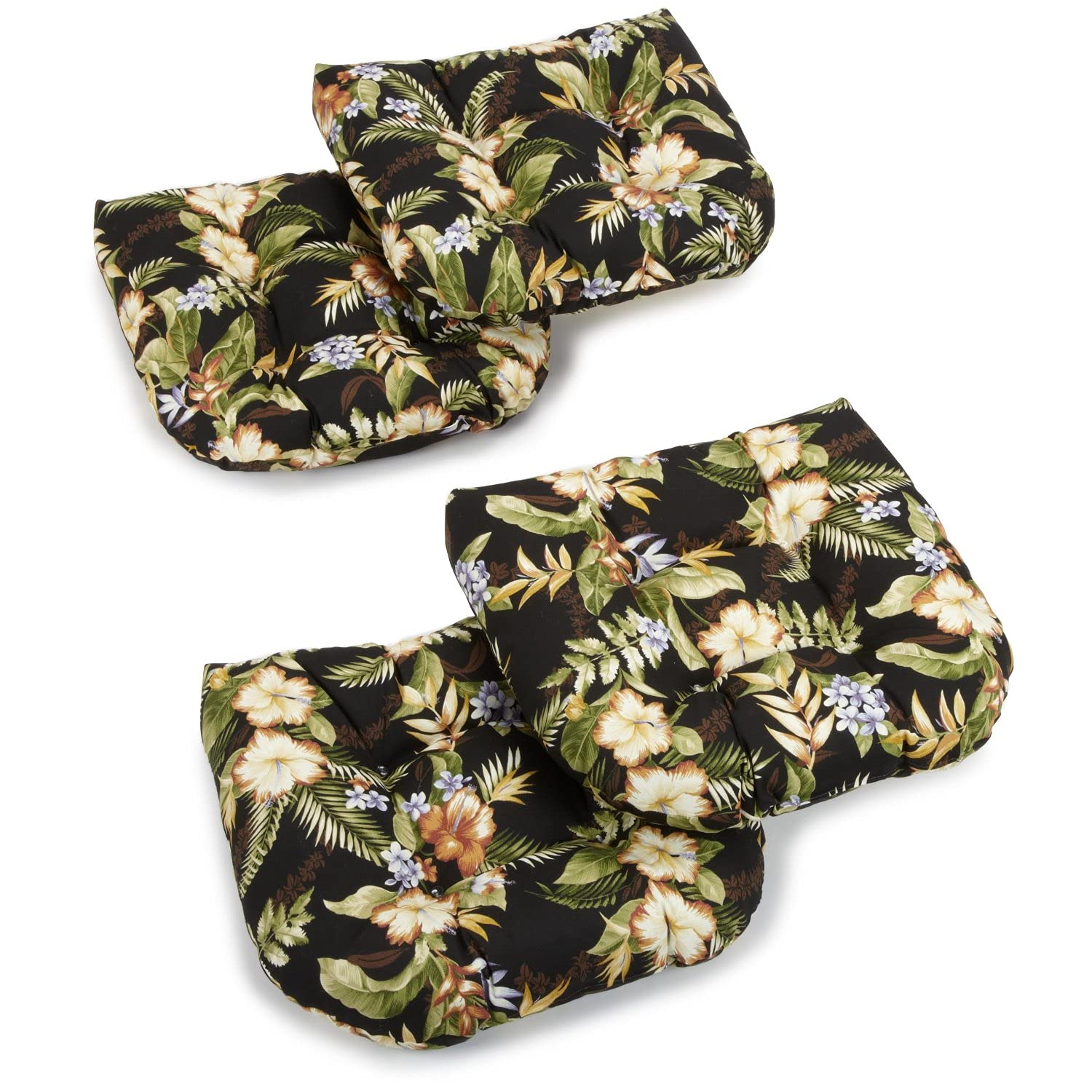 19-inch U-Shaped Spun Polyester Outdoor Tufted Dining Chair Cushions (Set of 4) - Freeport Ebony