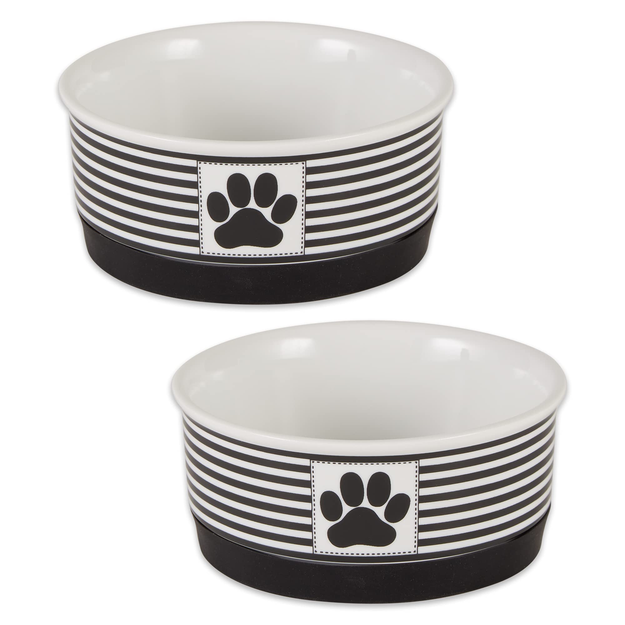 Bone Dry Paw & Patch Ceramic Pet Collection, Small Set, 425X2, Black, 2 Piece,5742