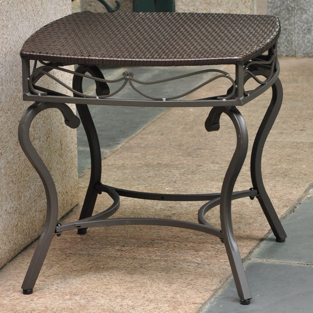 Valencia Resin Wicker/ Steel Side Table - Chocolate