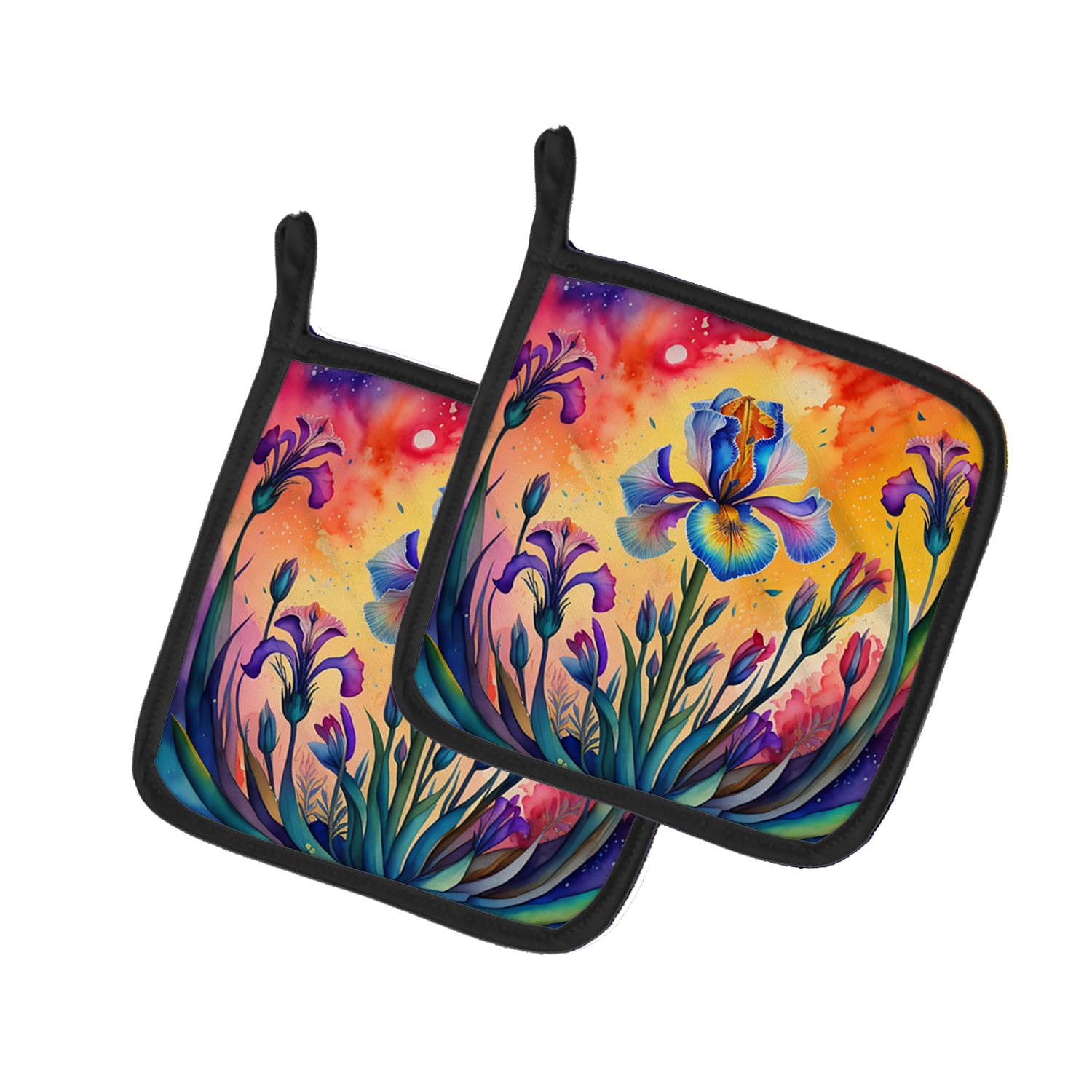 Colorful Iris Pair of Pot Holders