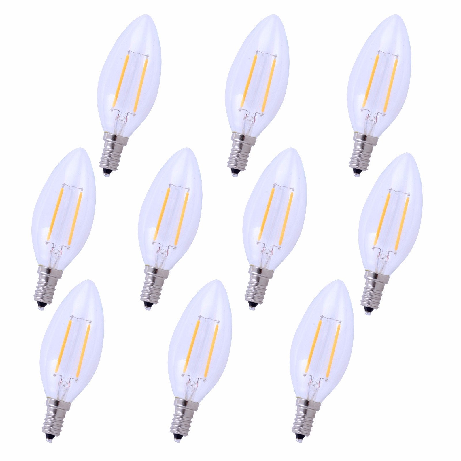 LED E12 CANDELABRA, 2700K, 300 degree, CRI80, ES, UL/CUL, 2.5W, 25W EQUIVALENT, 15000HRS, LM165, DIMMABLE, 2 YEARS WARRANTY, INPUT VOLTAGE 120V 10 PACK