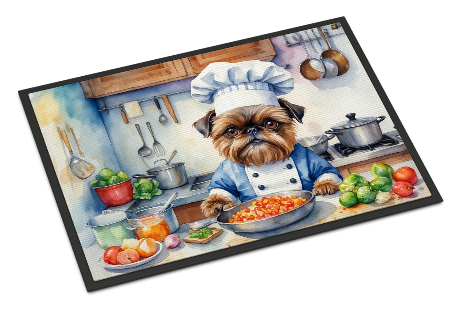 Carolines Treasures DAC6222JMAT Brussels Griffon The Chef Doormat Front Door Mat Indoor Outdoor Rugs for Entryway, Non Slip Washable Low Pile, 24H X 36W