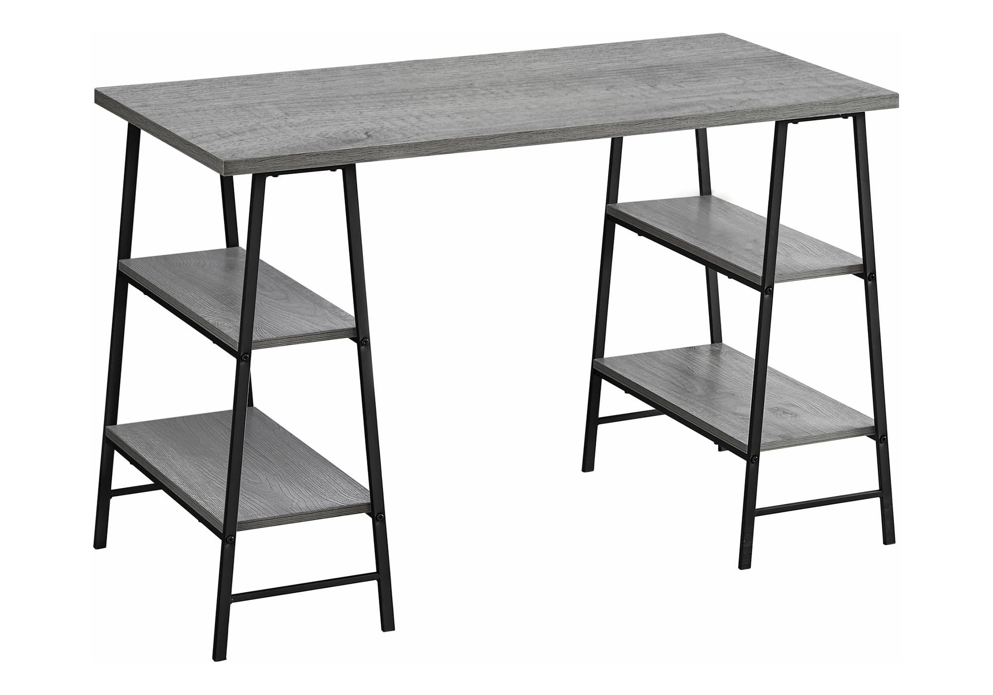 Monarch Specialties I 7524 Computer Desk, Home Office, Laptop, Storage Shelves, 48' L, Work, Metal, Laminate, Grey, Black, Contemporary, Modern