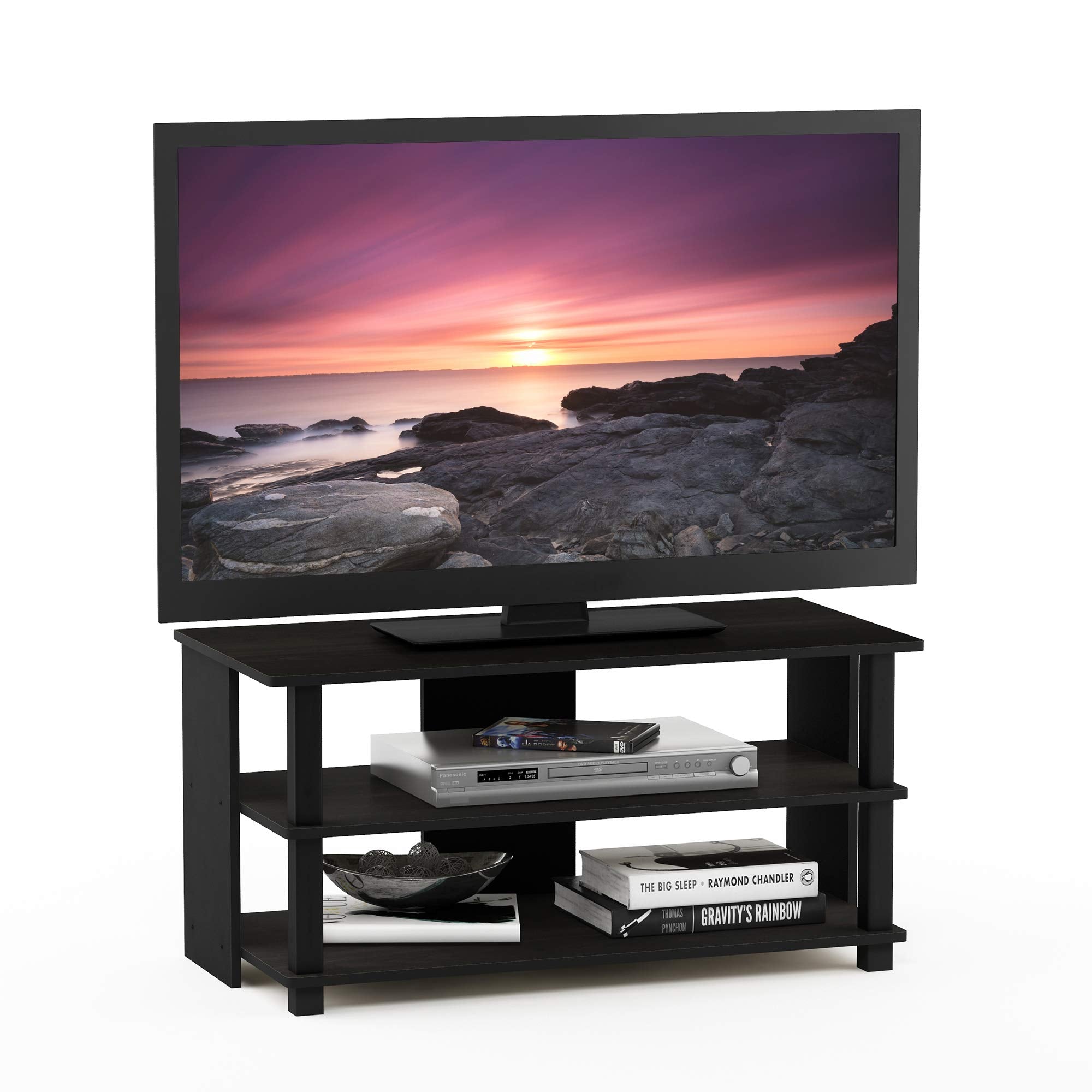 Furinno Sully 3-Tier TV Stand for TV up to 40, Espresso/Black, 17076EX/BK