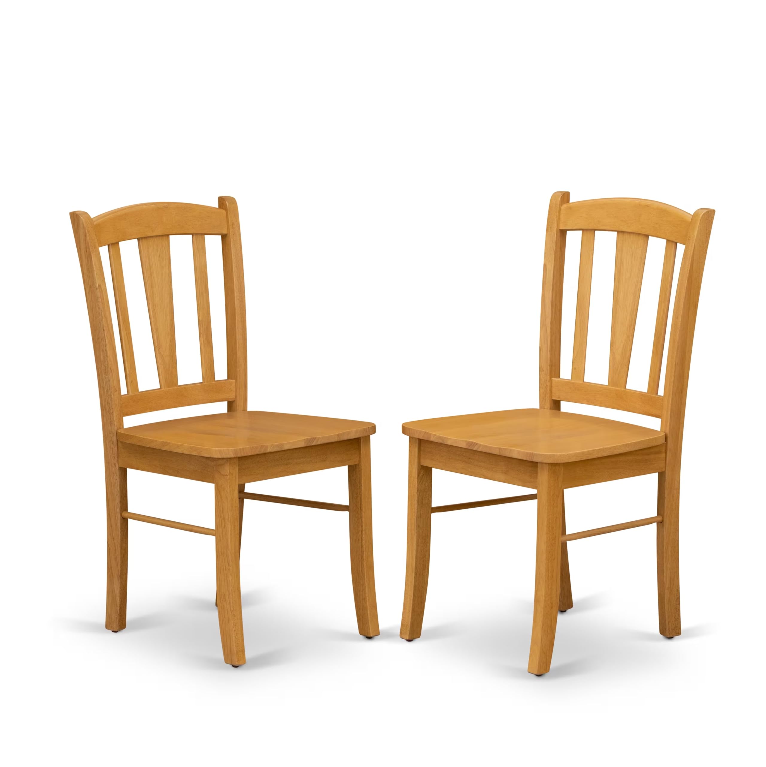 East West Furniture DLC-OAK-W Dublin Dining Chairs - Slat Back Wooden Seat Chairs, Set of 2, Oak