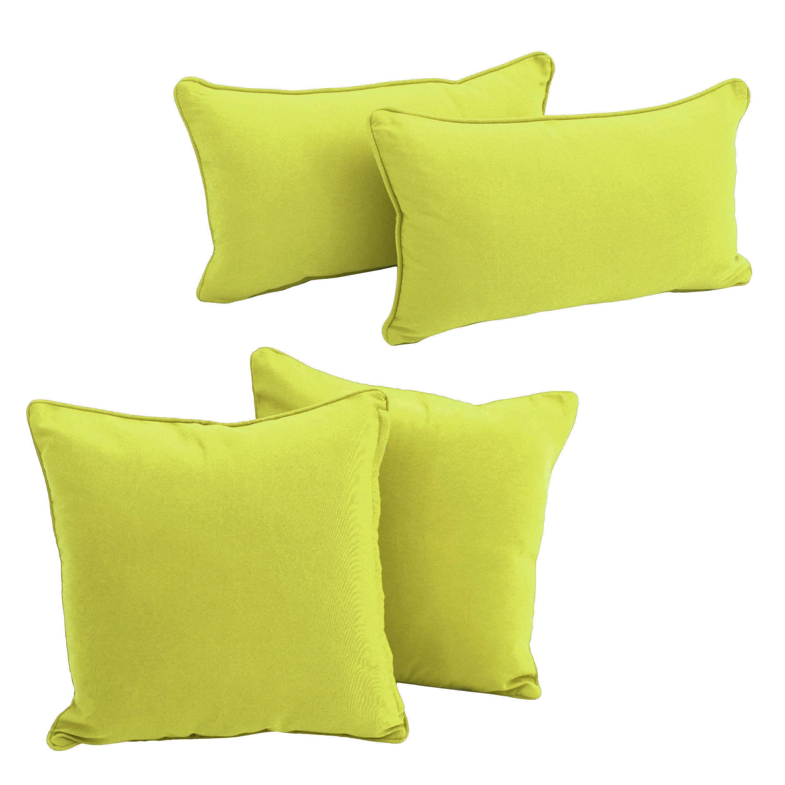 Double-corded Solid Twill Throw Pillows with Inserts (Set of 4) - Mojito Lime