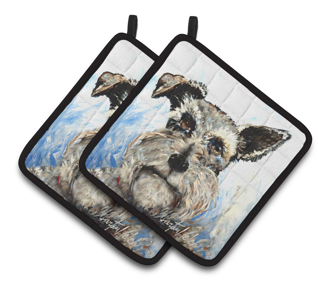 Schnauzer Whiter Beard Pair of Pot Holders