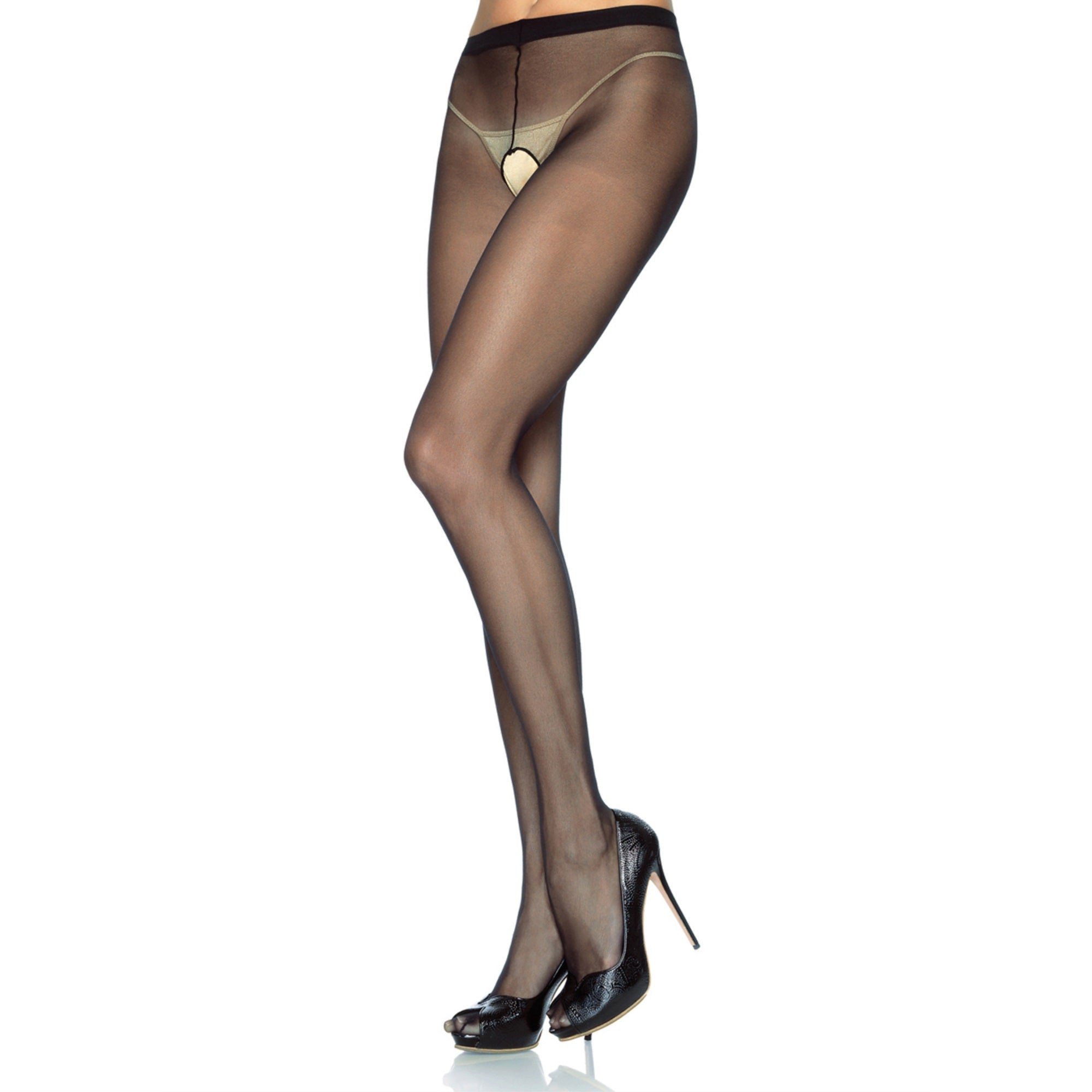 Sheer Nylon Crotchless Pantyho