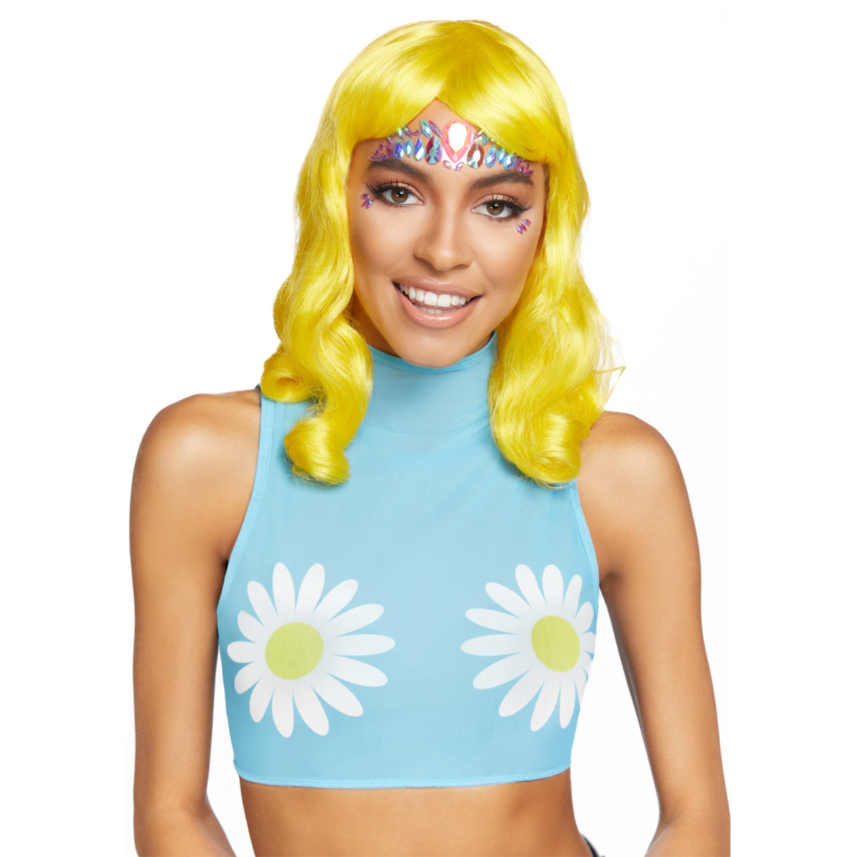 Daisy High Neck Mesh Crop Top