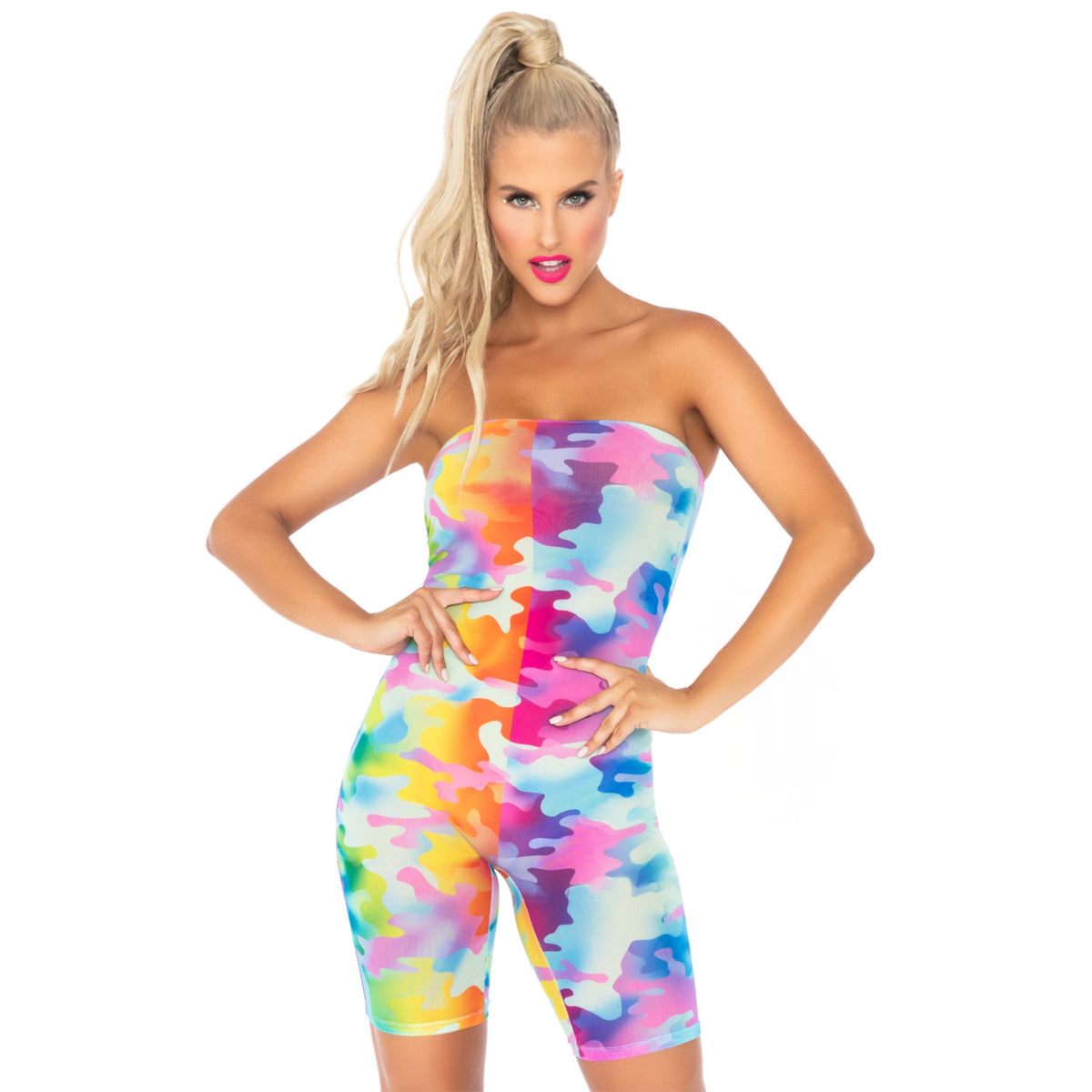 Rainbow Camo Mesh Strapless Ro - Sml/Med / Multicolor