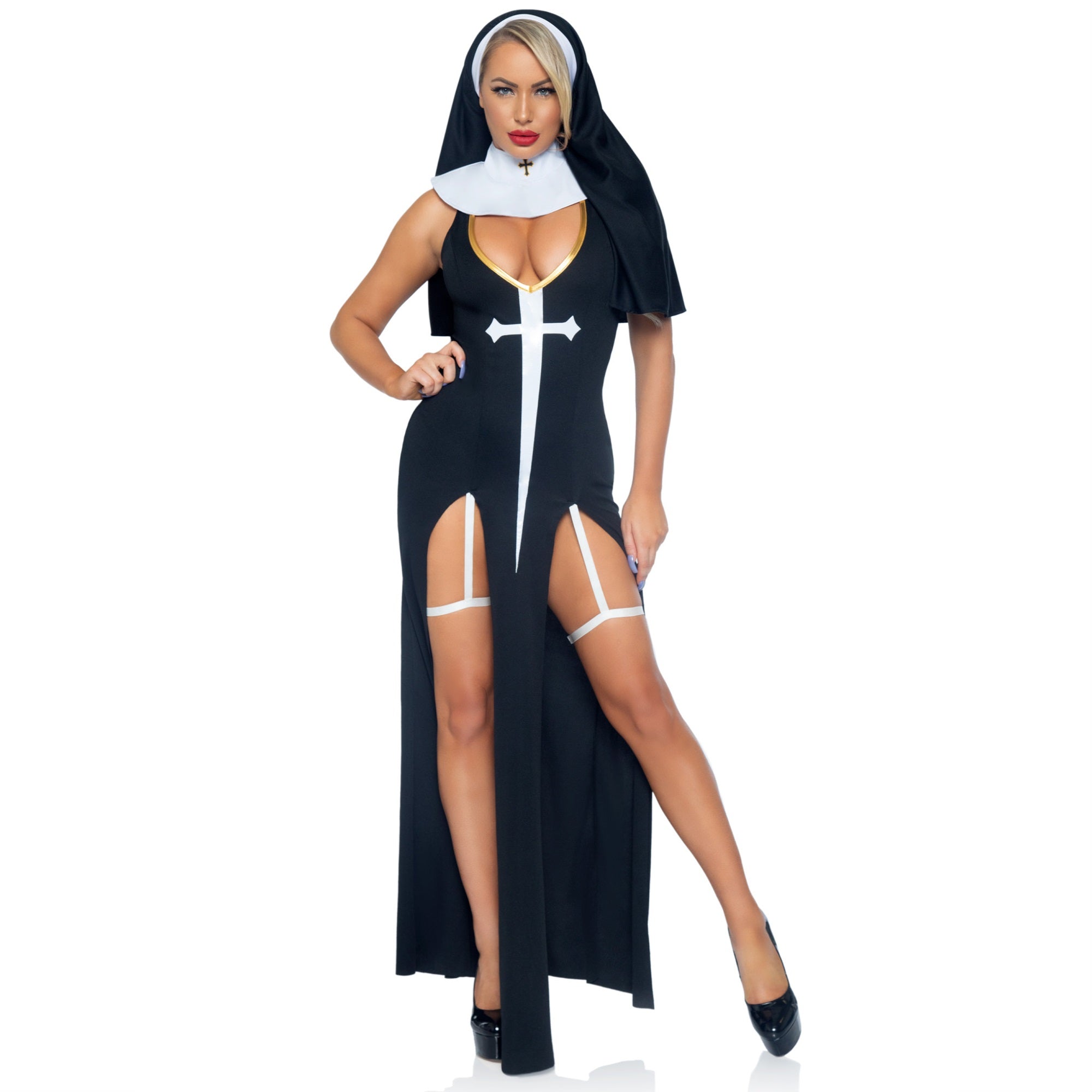 3 PC Sultry Sinner, includes d - MEDIUM / BLK/WHITE