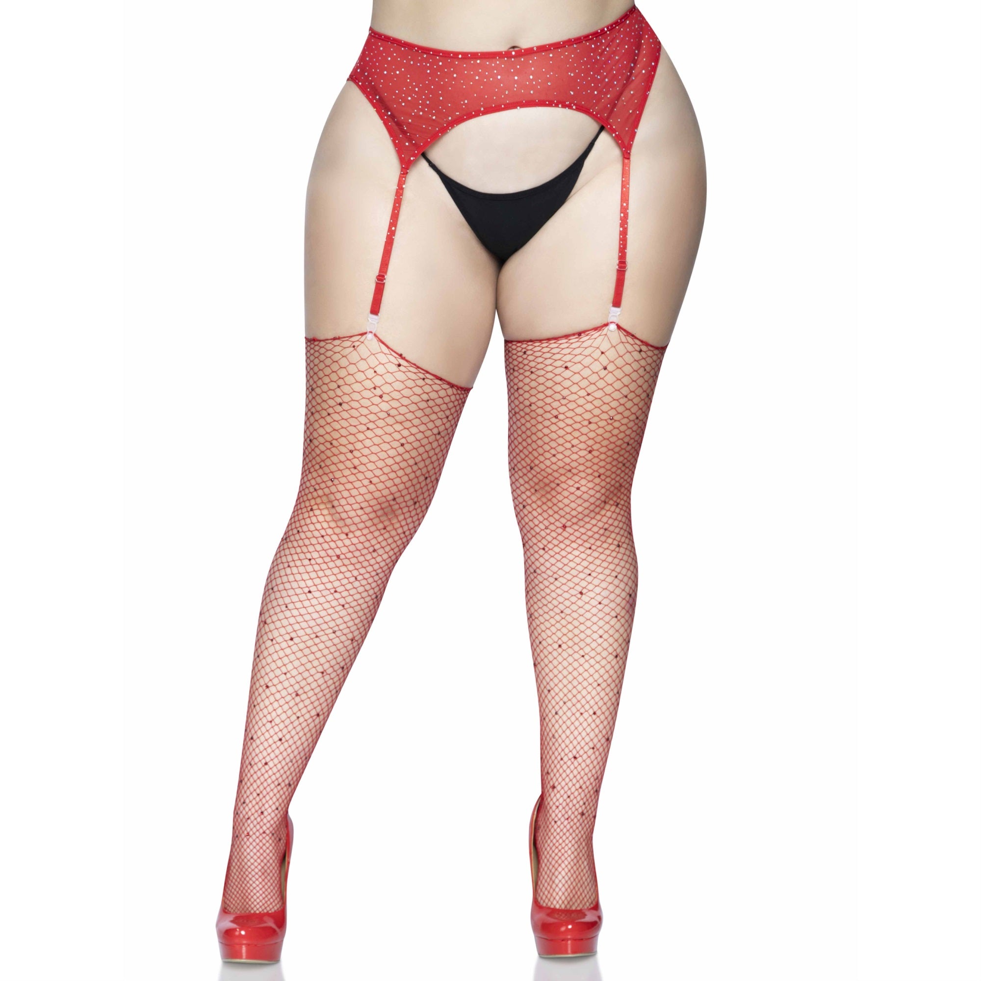 Rhinestone fishnet stockings.