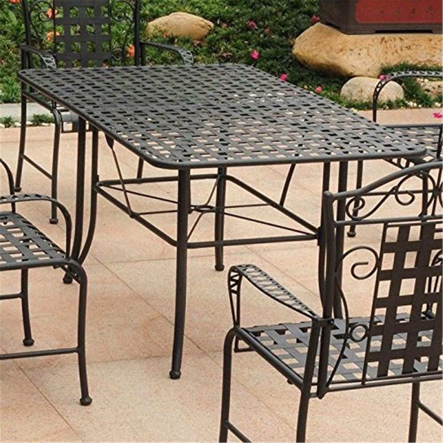 Mandalay Wrought Iron Rectangular Dining Table - Antique Black