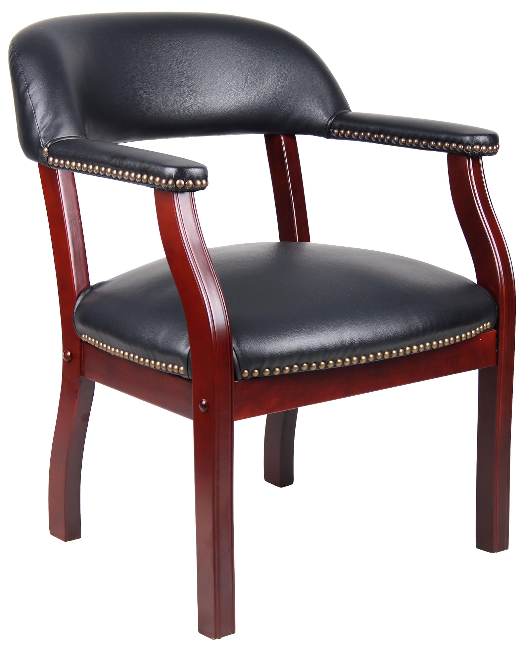 Boss Captains guest, accent or dining chair in Black Vinyl