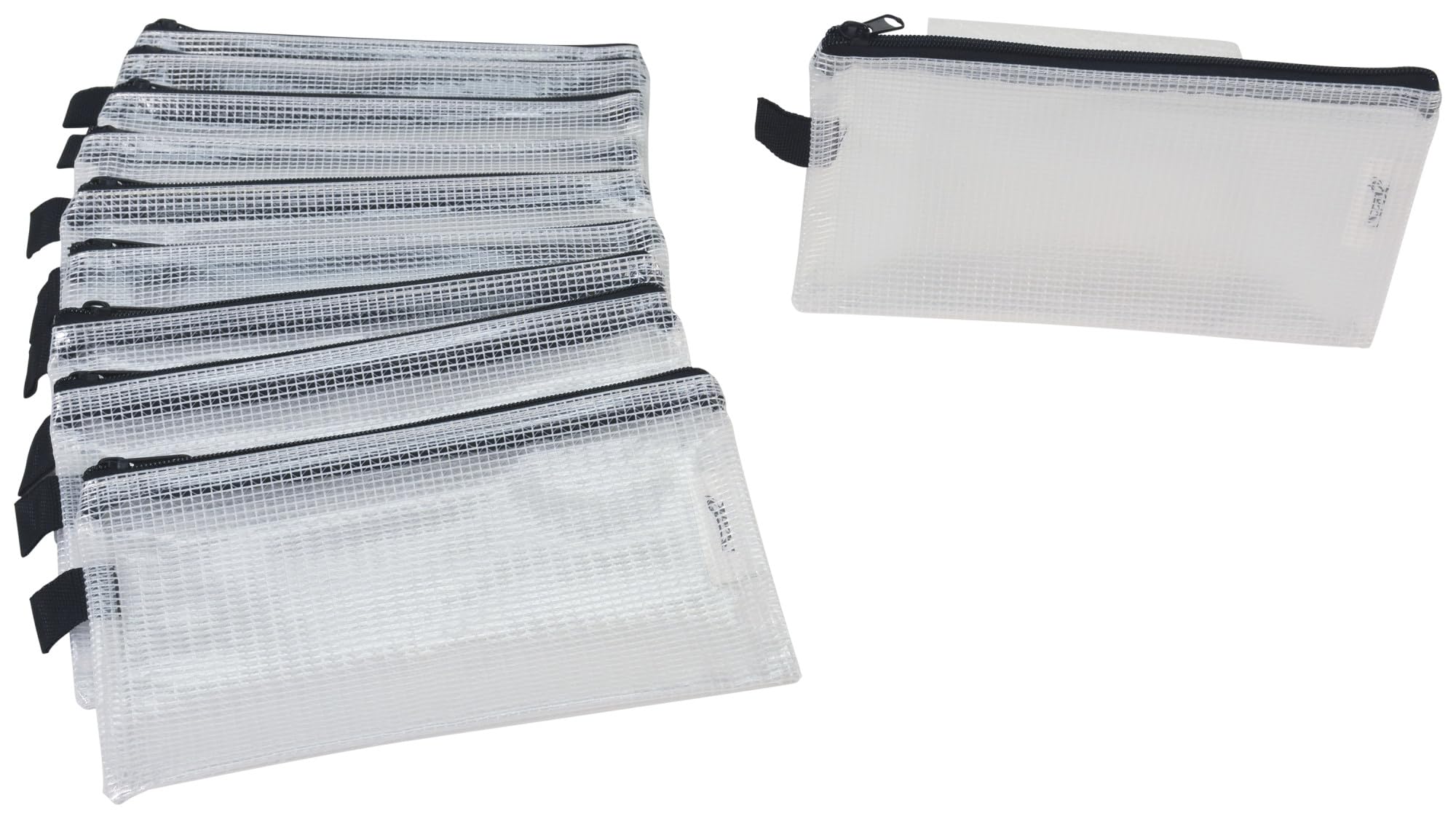 Sax Mesh Zippered Bag, 5 x 9 Inches, Clear with Black Trim, Pack of 10