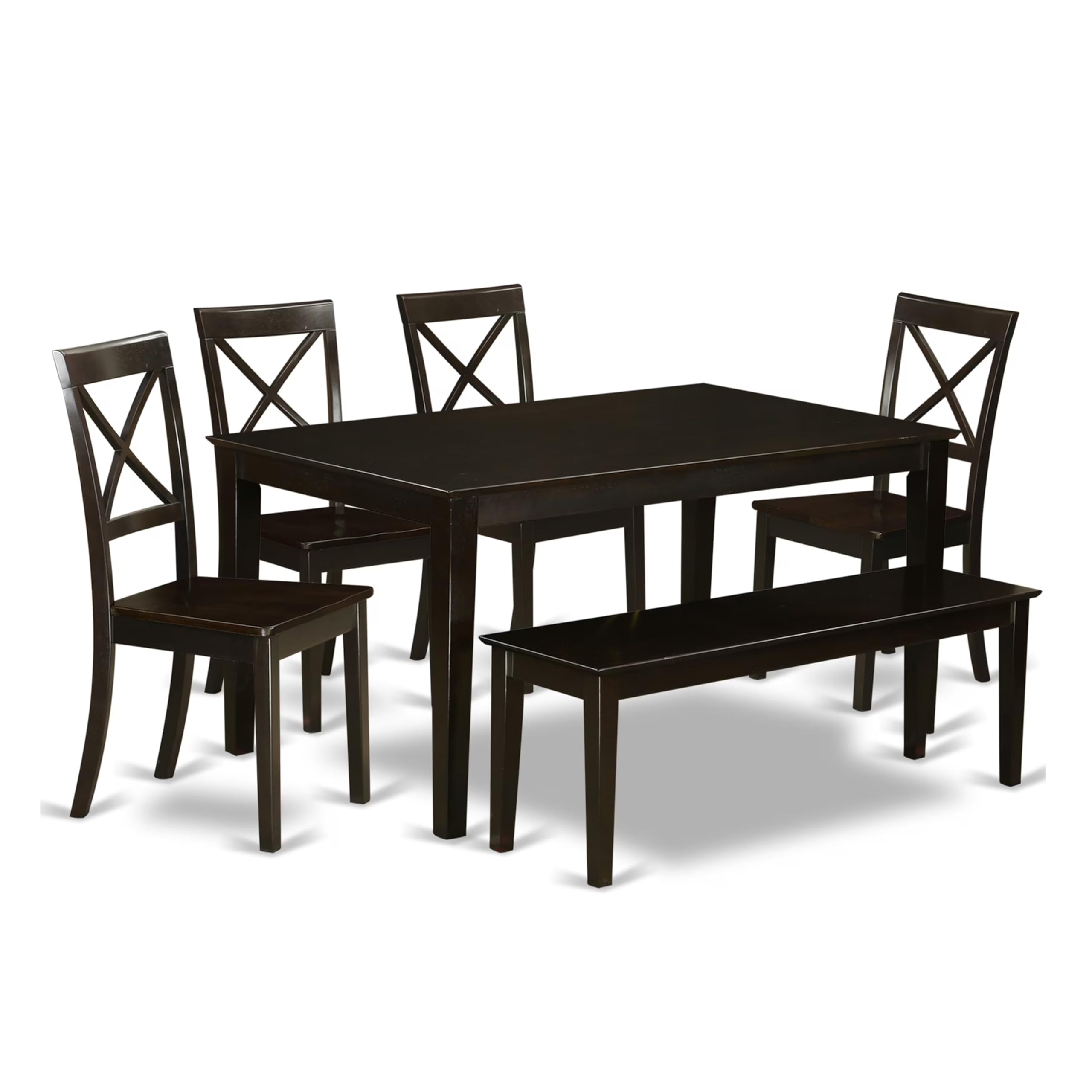 CABO6S-CAP-W 6 PC Dining room set-Kitchen Table and 4 Chairs and a Bench
