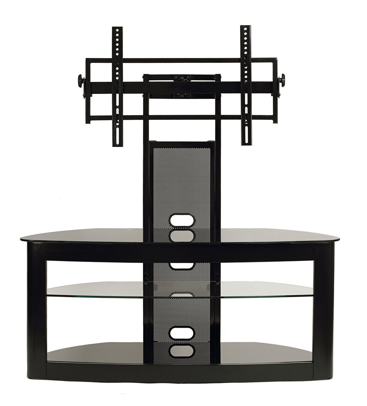 Flat panel TV mounting system w/ 3 AV shelves for up to 80 plasma or LCD/LED TVs - Black