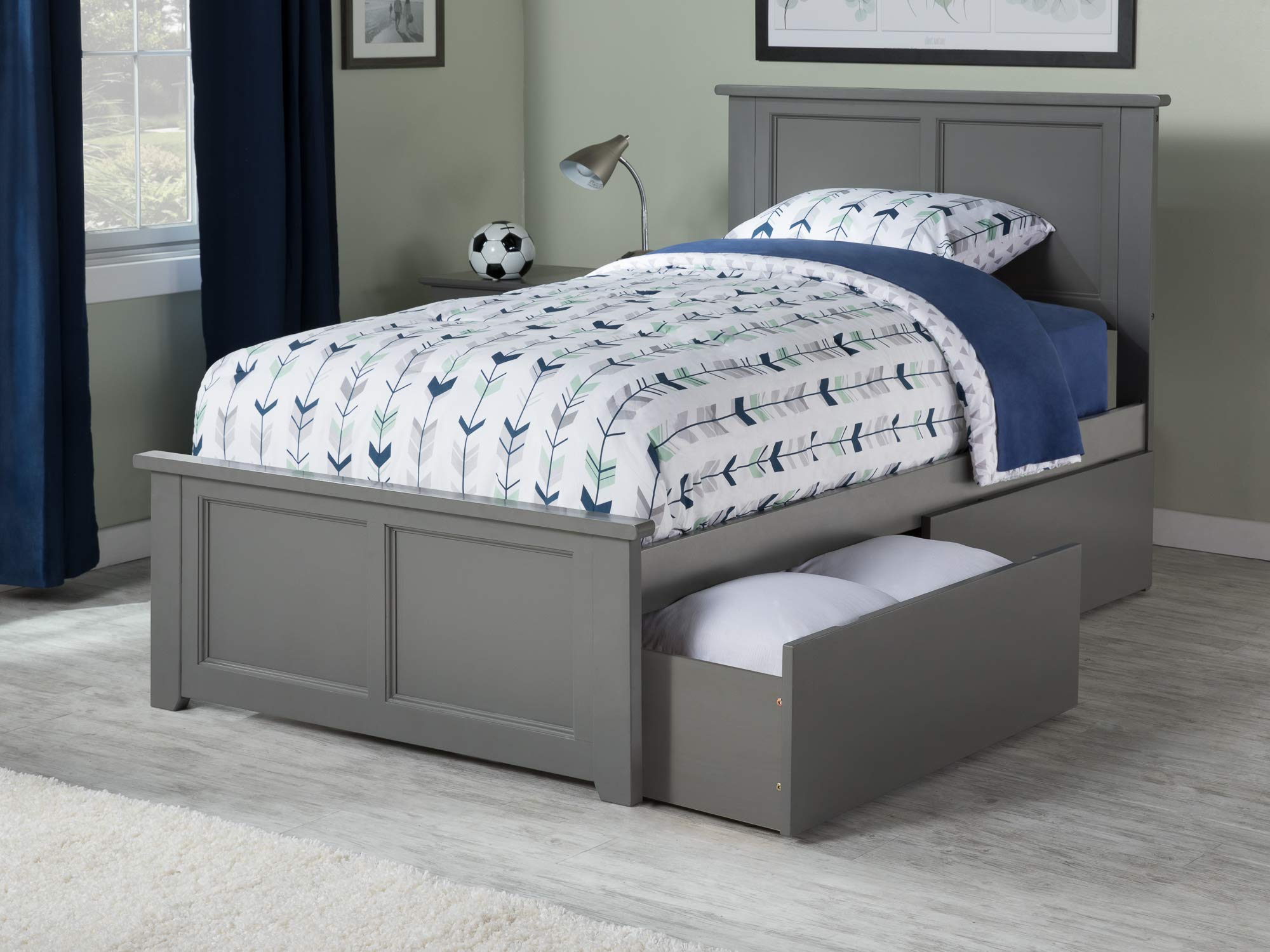 Madison Twin XL Solid Wood Platform Bed with Matching Footboard & 2 Storage Drawers in Espresso
