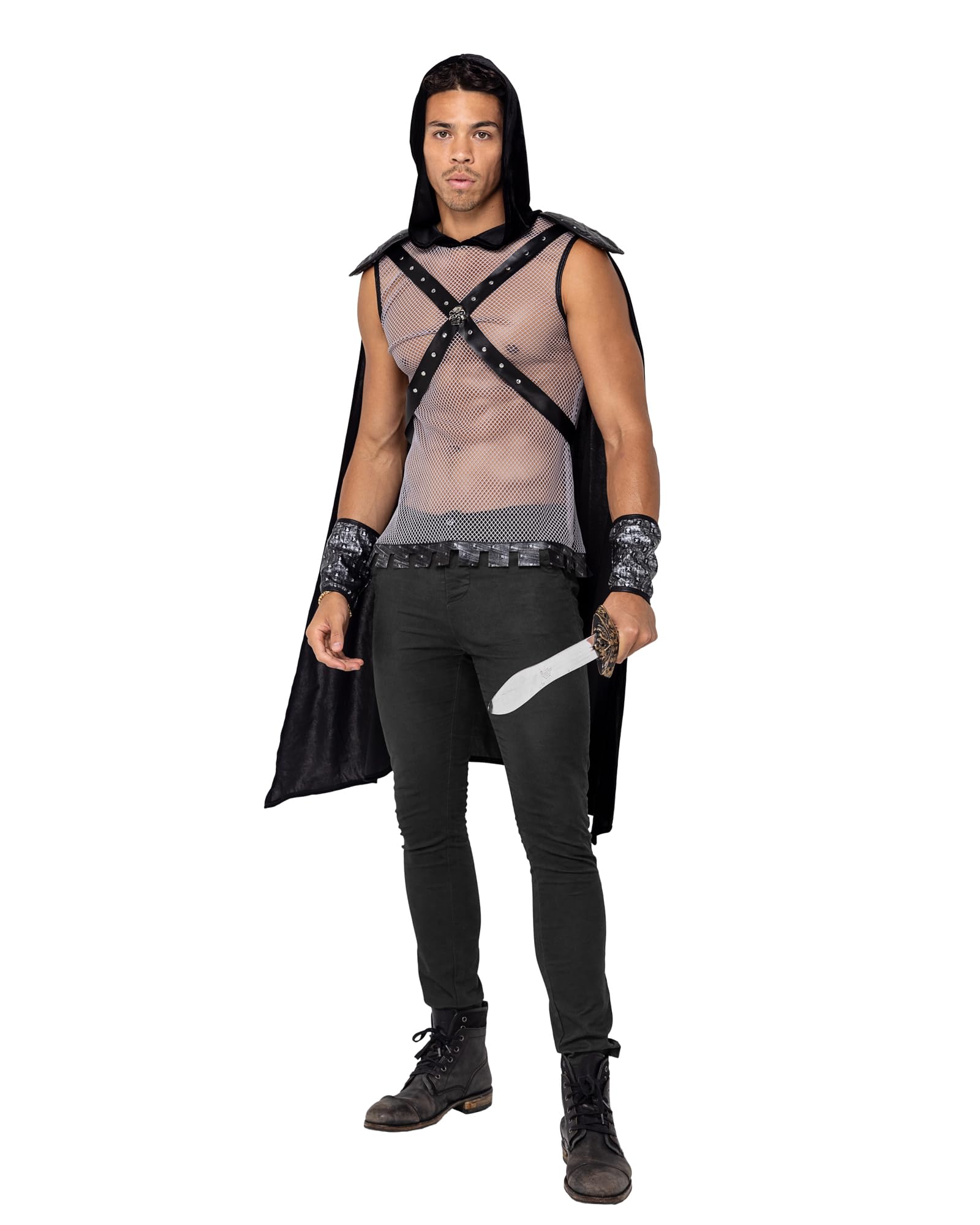 6166 - 3PC Mens Dark Realm Warrior - Large / Black/Grey