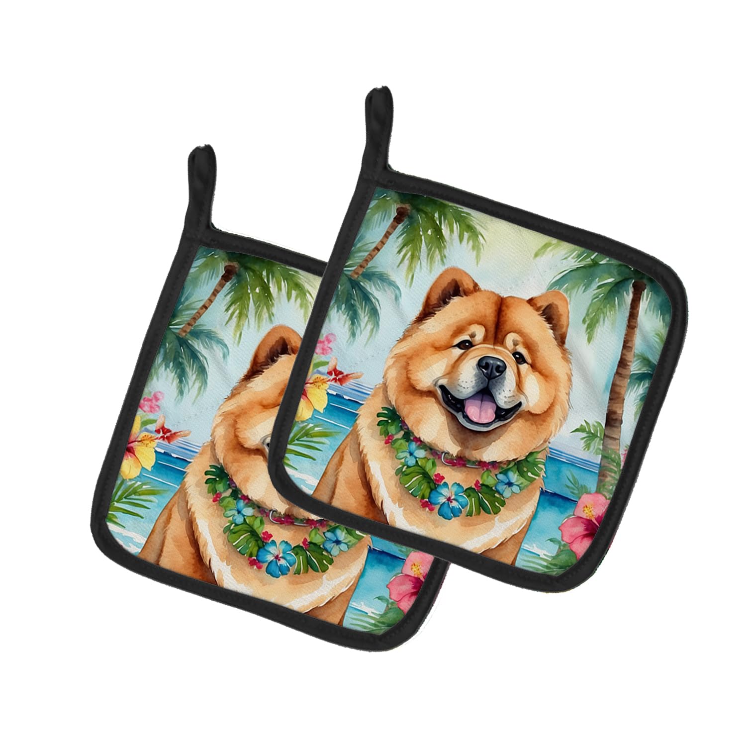 Chow Chow Luau Pair of Pot Holders