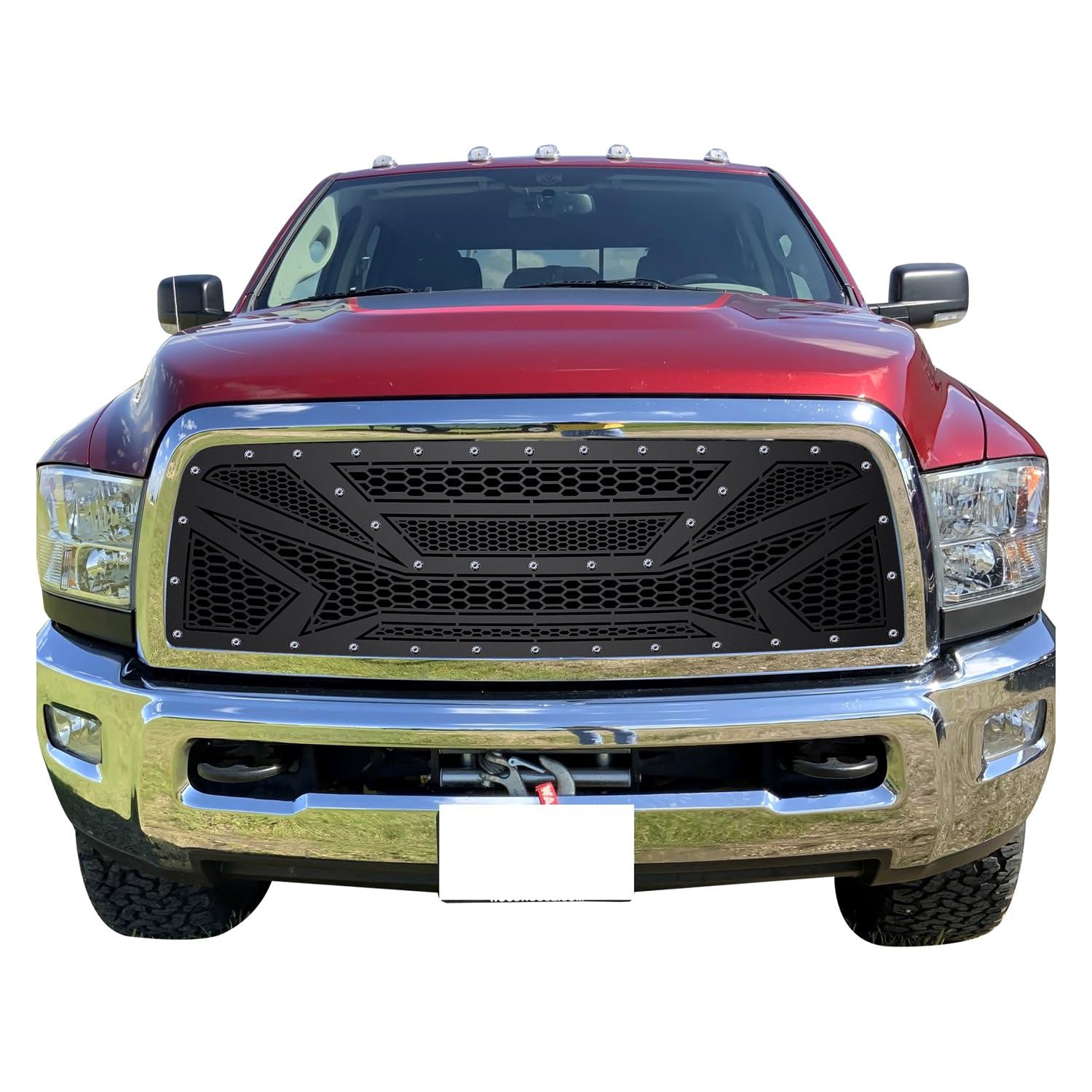 Stainless Steel Main Upper Sheet Grille 2010-2012 Dodge Ram 2500 Only Fit Recessed Center Vertical Bar/2010-2012 Dodge Ram 3500 Only Fit Recessed Center Vertical Bar