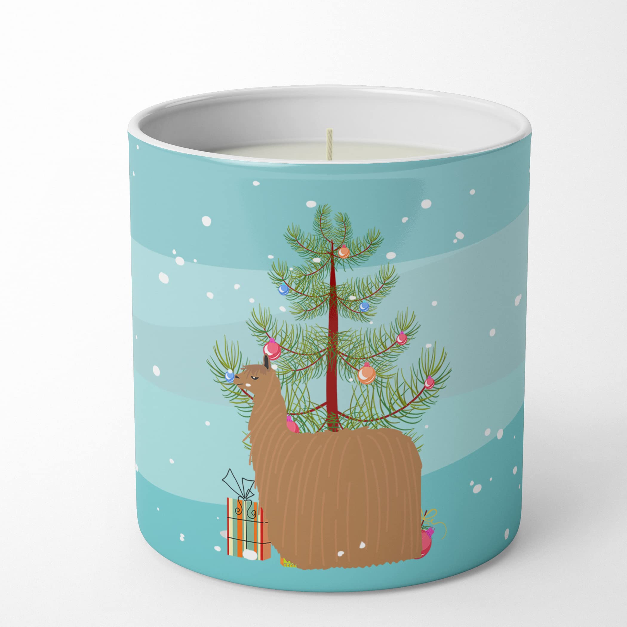 Carolines Treasures BB9287CDL Alpaca Suri Christmas 10 oz Decorative Soy Candle, Teal Nature Soy Wax Essential Oil Home Decor Ideal for Bedroom Kitchen Bath Office Gift, 10 oz