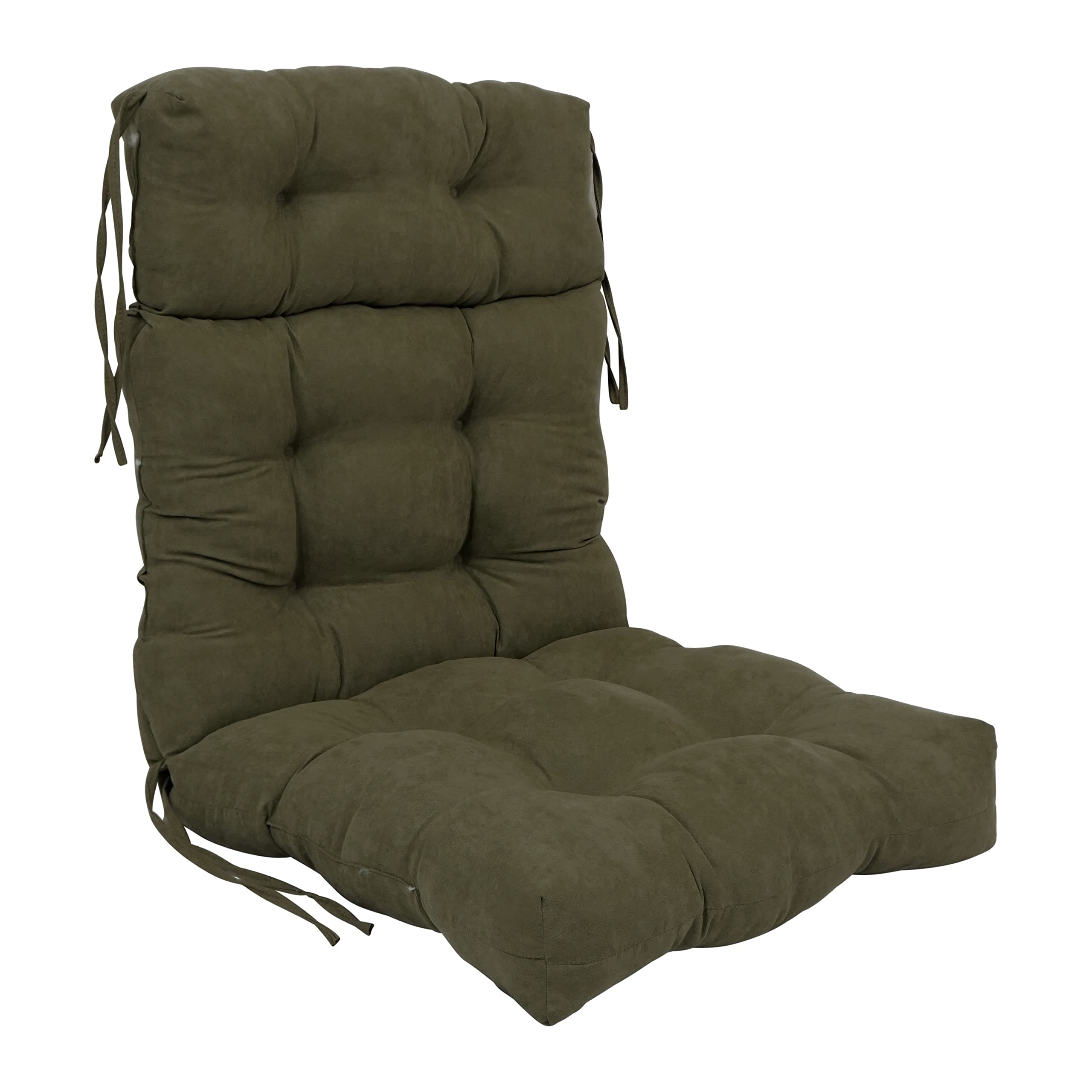 22-inch by 45-inch Solid Microsuede Tufted Chair Cushion Green-Color