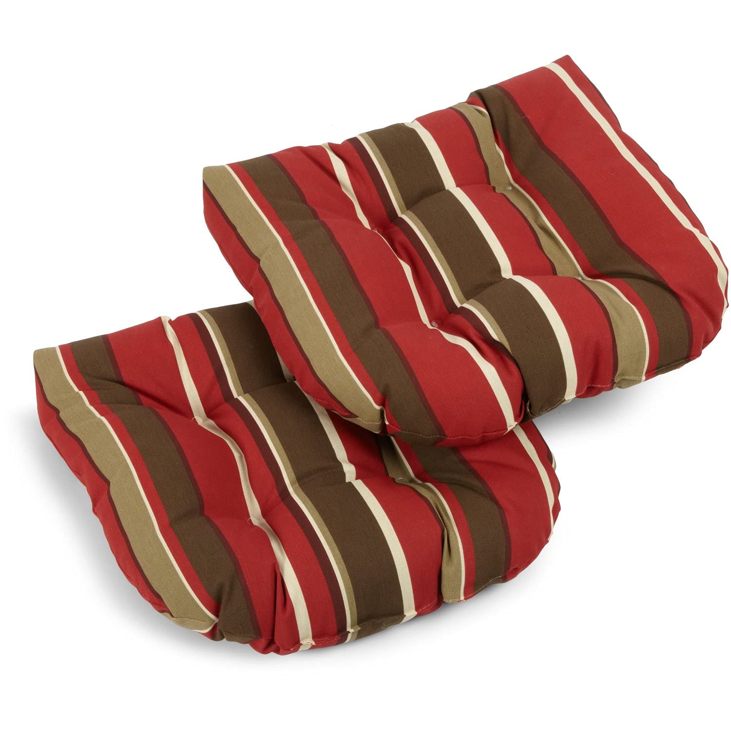 19-inch U-Shaped Outdoor Spun Polyester Tufted Dining Chair Cushion (Set of 2) - Monserrat Sangria