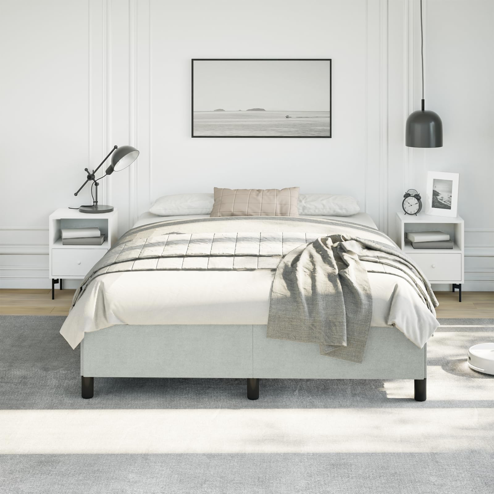 vidaXL Bed Frame Light Gray 59.8x79.9??Queen Velvet