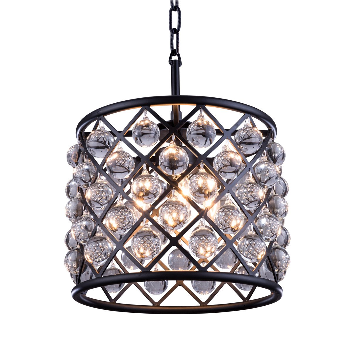 Madison 3 light Matte Black Pendant Clear Royal Cut Crystal